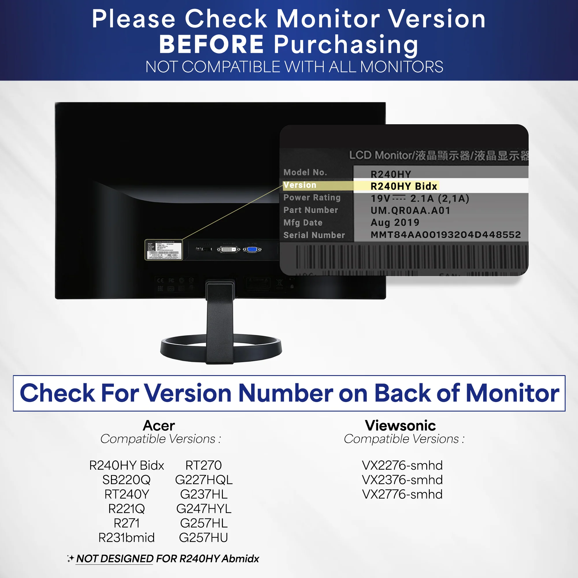 VESA Adapter for Compatible Acer and Viewsonic Monitors - Image 4