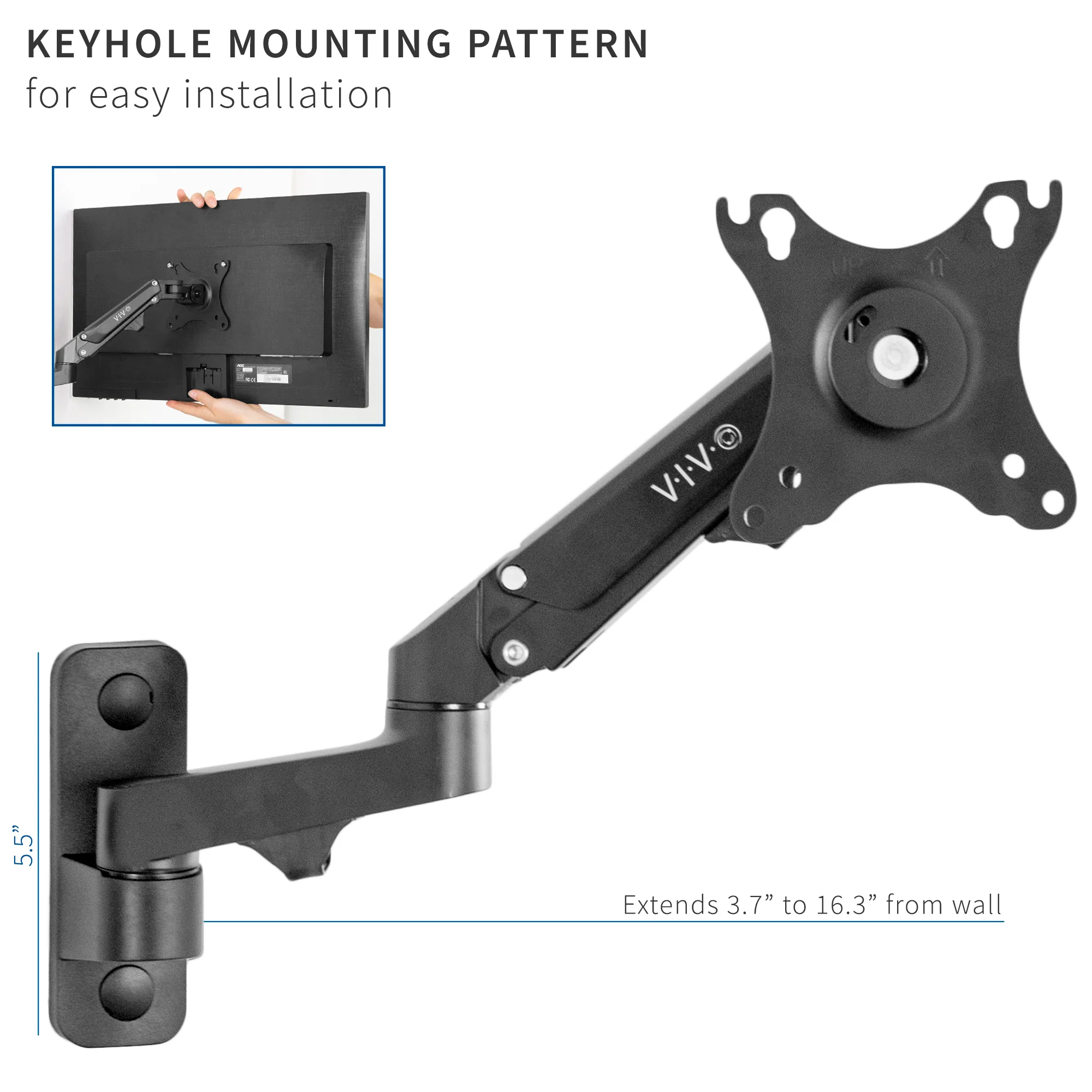 Premium Aluminum Single 17" to 32" Monitor Wall Mount - Image 7
