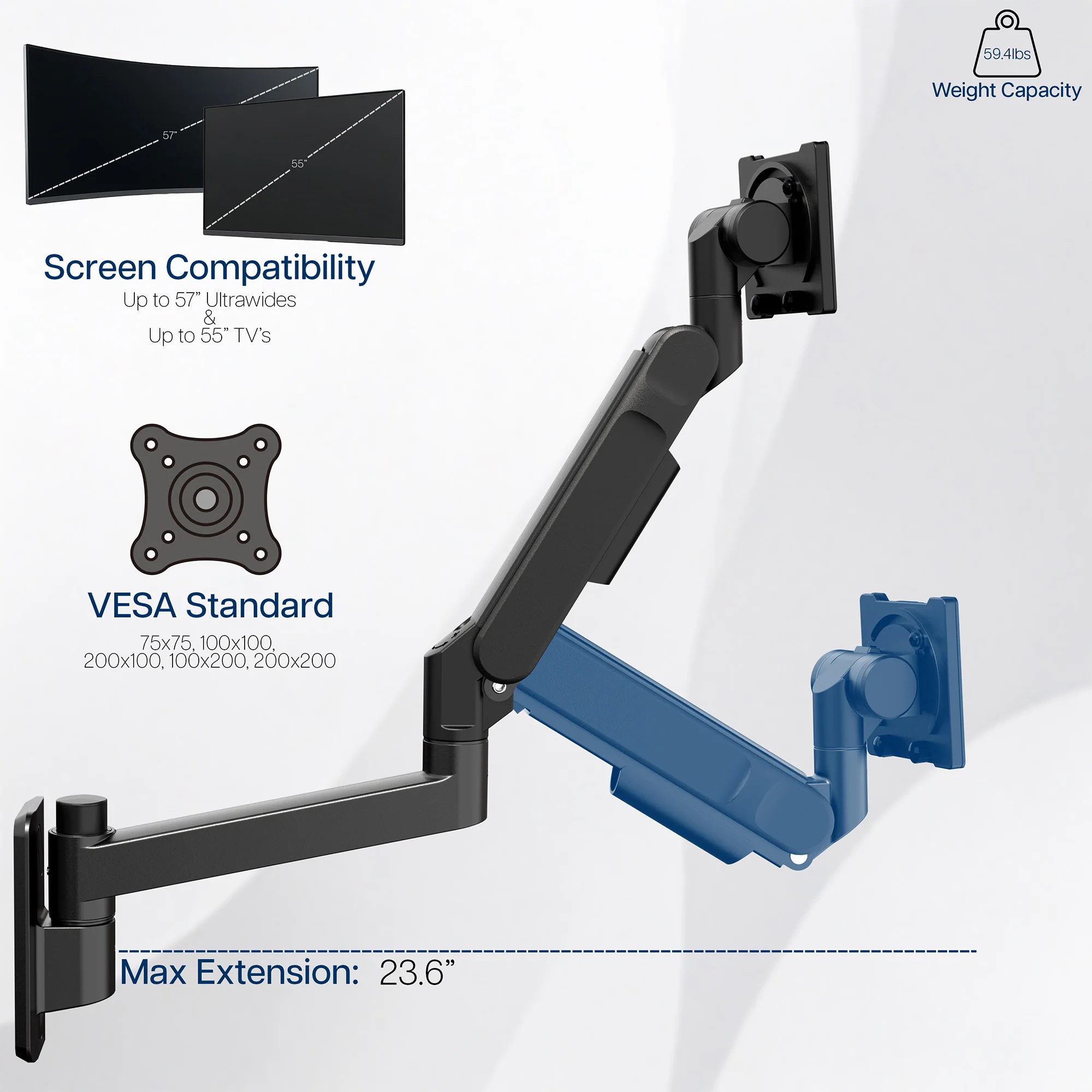 Single Ultrawide Monitor Wall Mount - Up to 57" Screens - Image 4