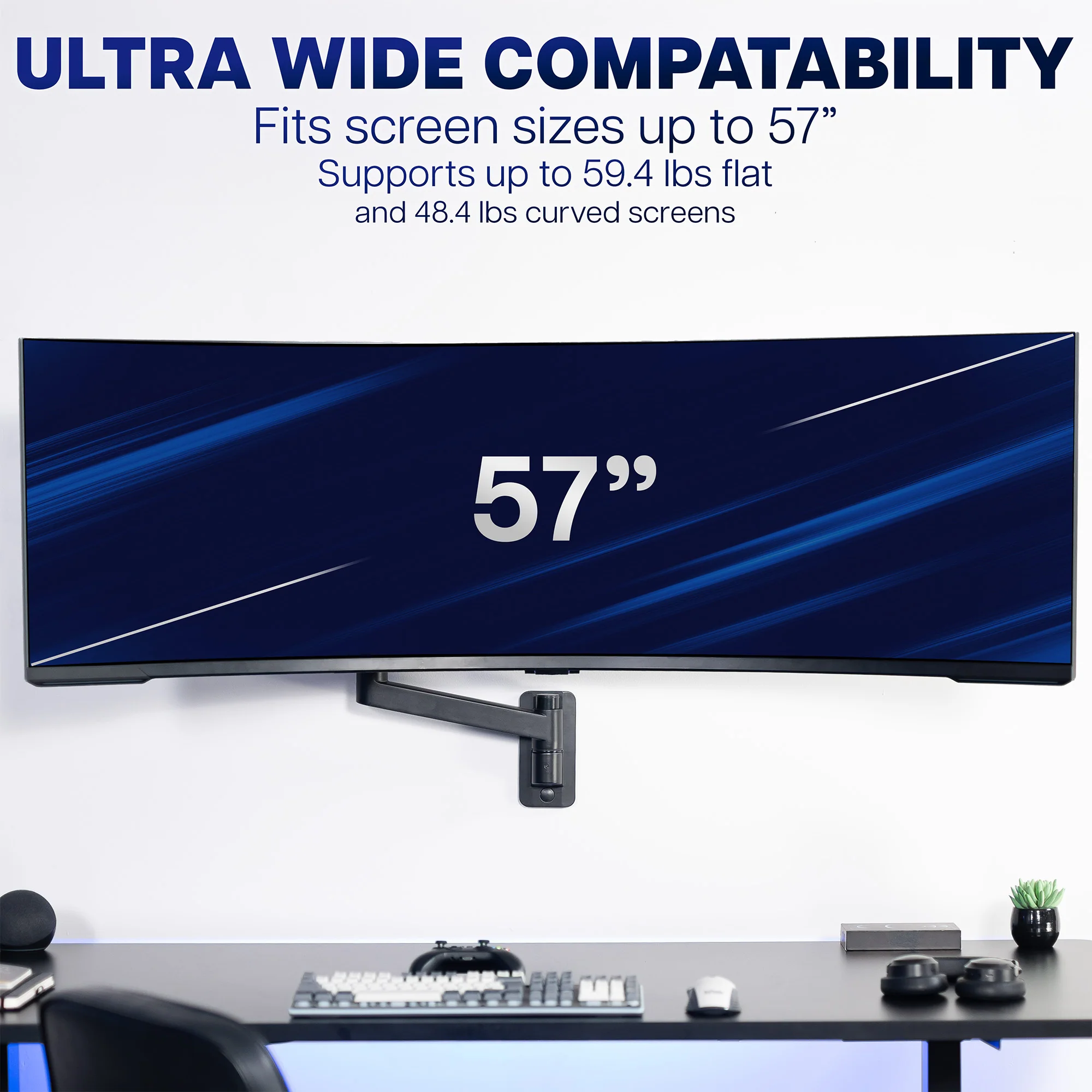 Single Ultrawide Monitor Wall Mount - Up to 57" Screens - Image 5