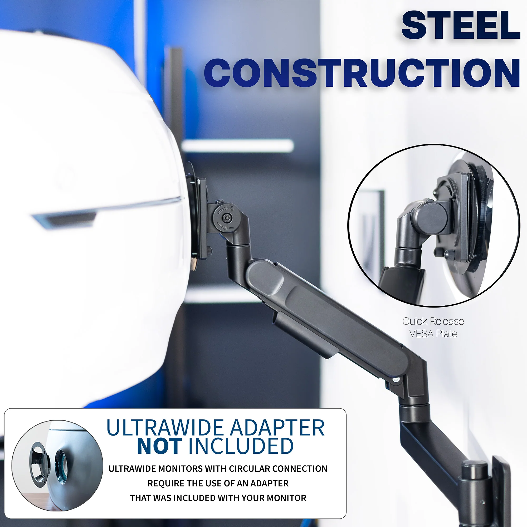 Single Ultrawide Monitor Wall Mount - Up to 57" Screens - Image 7