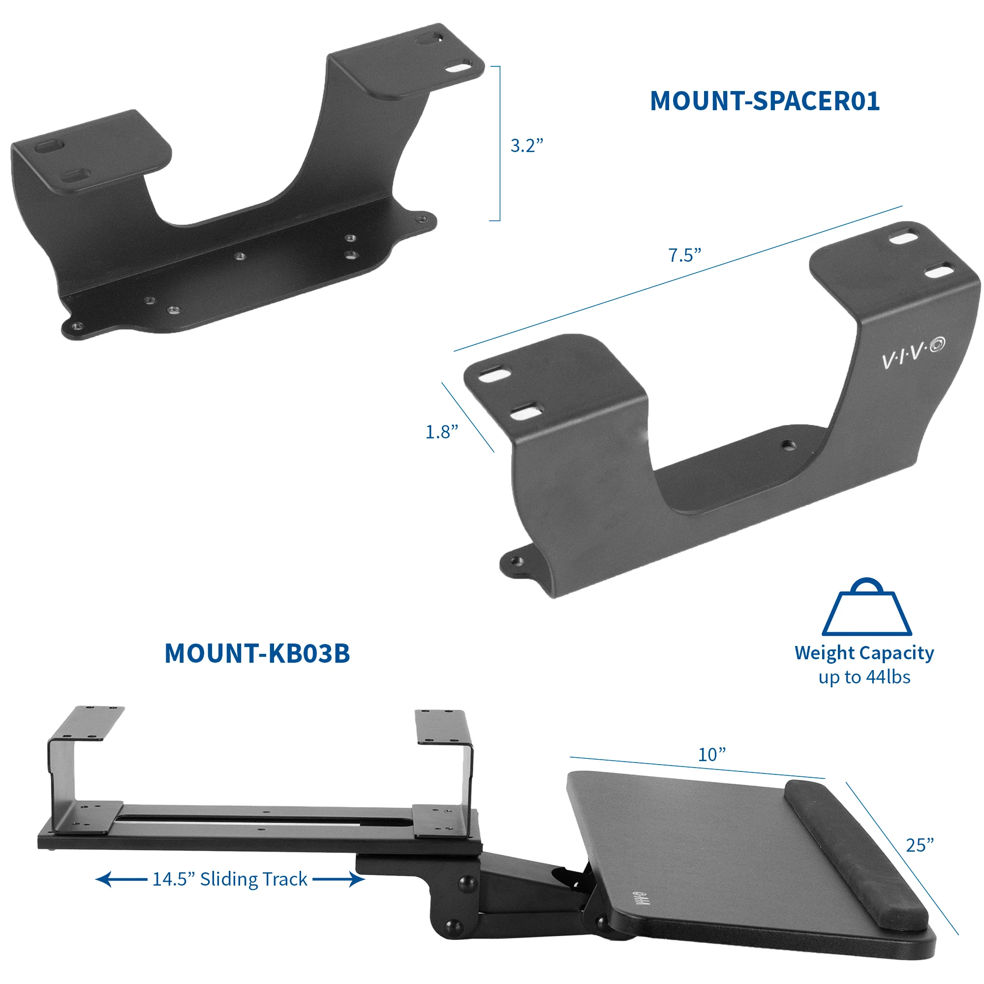 Under Desk Keyboard Tray with Spacer Brackets - Image 3