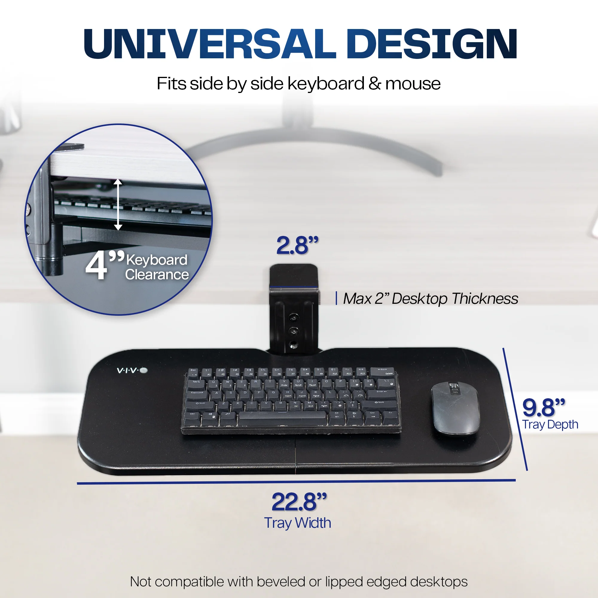 Single Clamp Rotating Keyboard Tray - Image 3