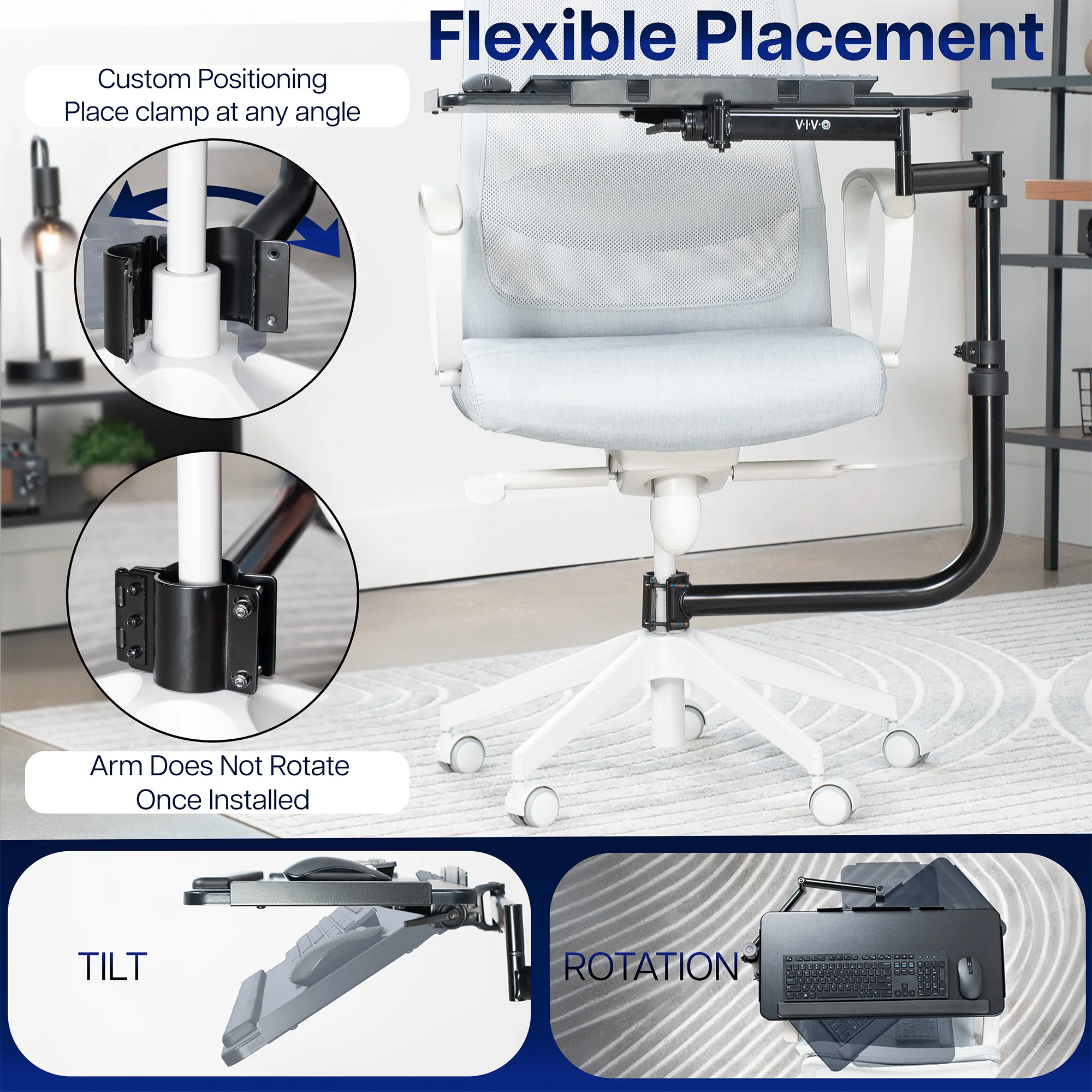 Office Chair Mounted Premium Keyboard Tray - Image 6