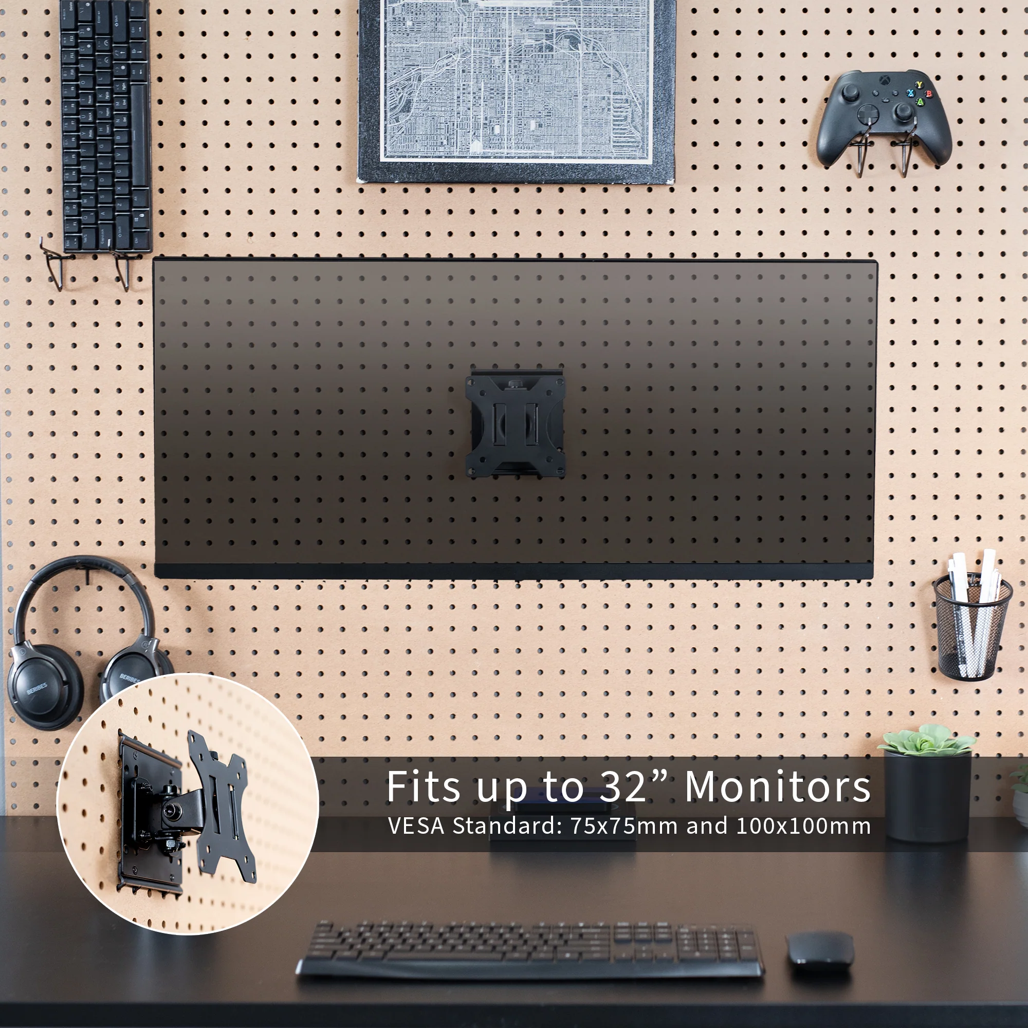 Single Monitor Pegboard Panel Mount - Image 6