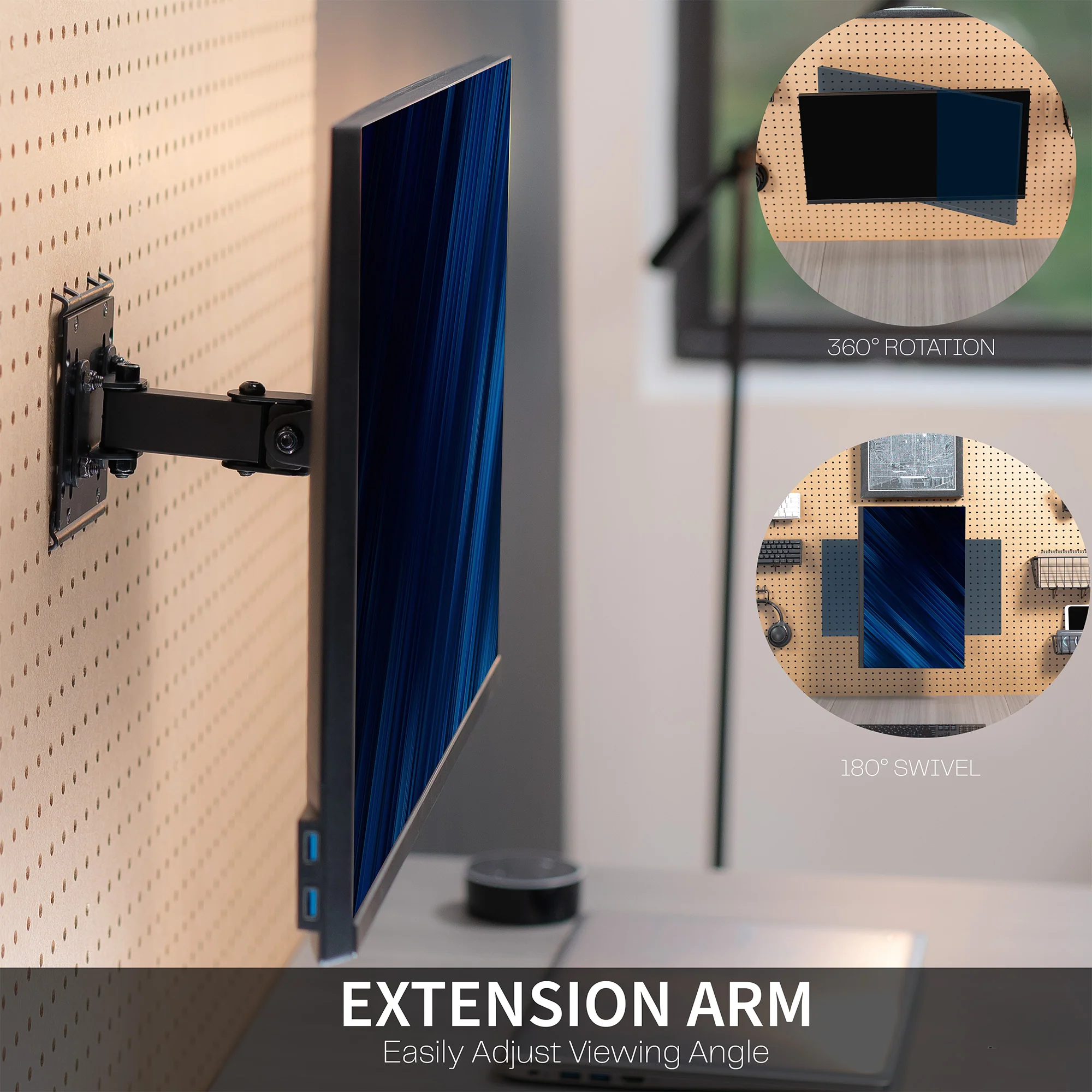 Single Monitor Pegboard Panel Mount with Arm - Image 5