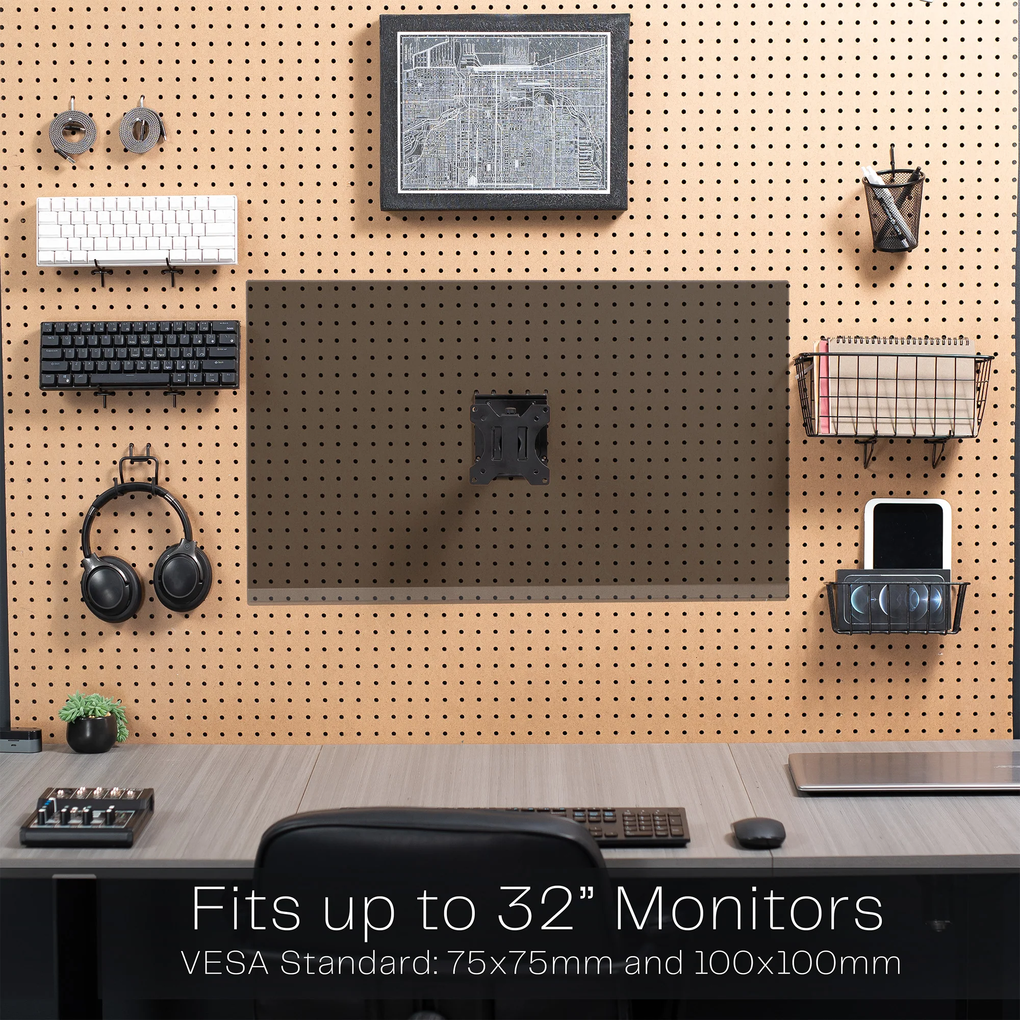 Single Monitor Pegboard Panel Mount with Arm - Image 6