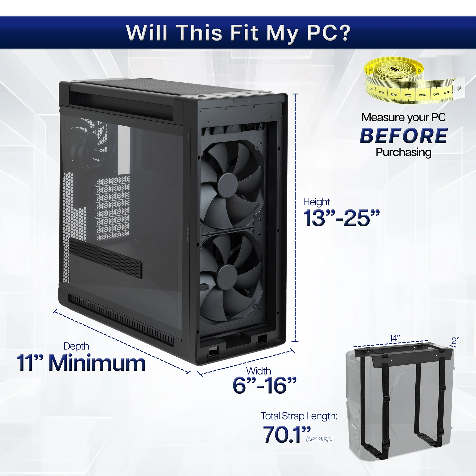 Under Desk Adjustable Strap PC Mount - Image 4