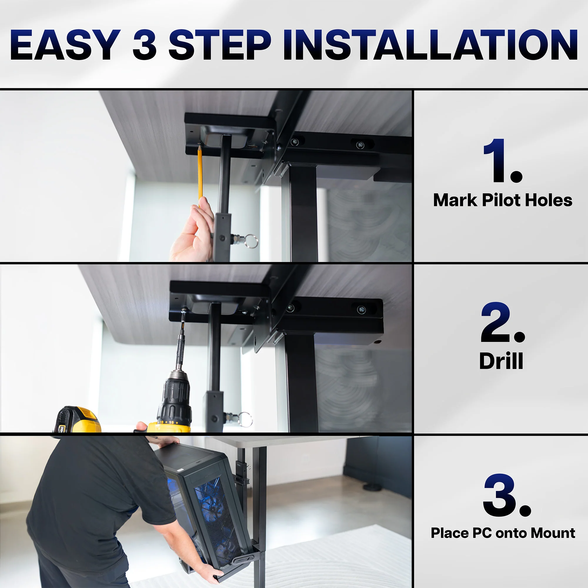 Large Under Desk and Wall PC Mount - Image 9