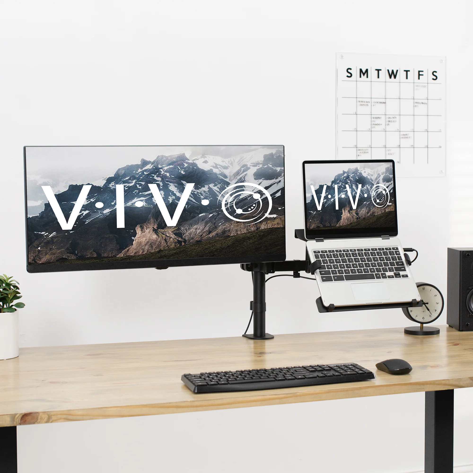 Pole Mount Laptop Arm with Removable 75mm and 100mm VESA Plate - Image 6