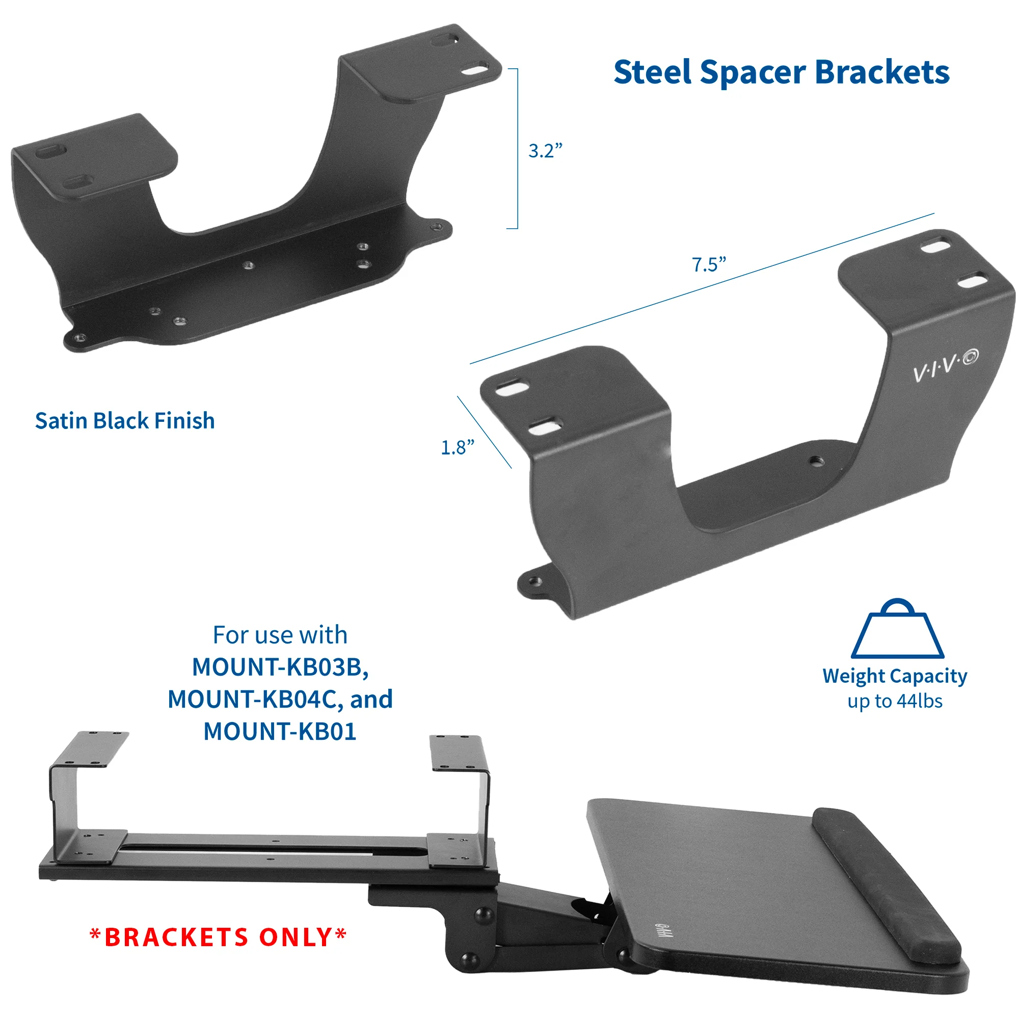 Dual Spacer Brackets for Under Desk Keyboard Tray - Image 3