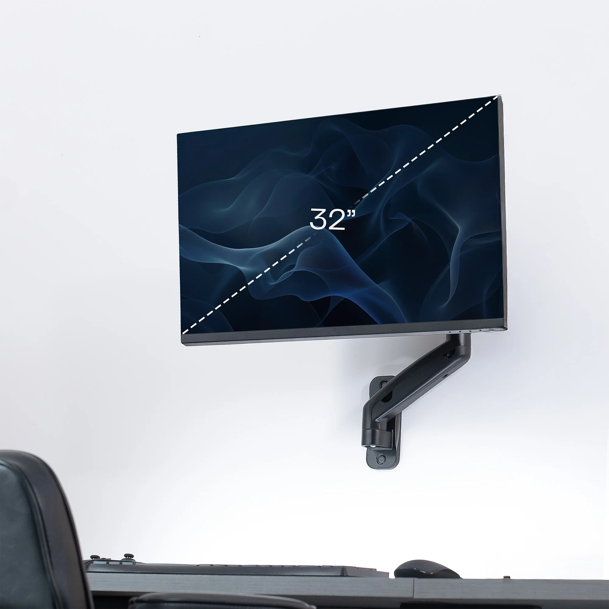 Pneumatic Arm Single Monitor Wall Mount - Up to 32" Screens - Image 5
