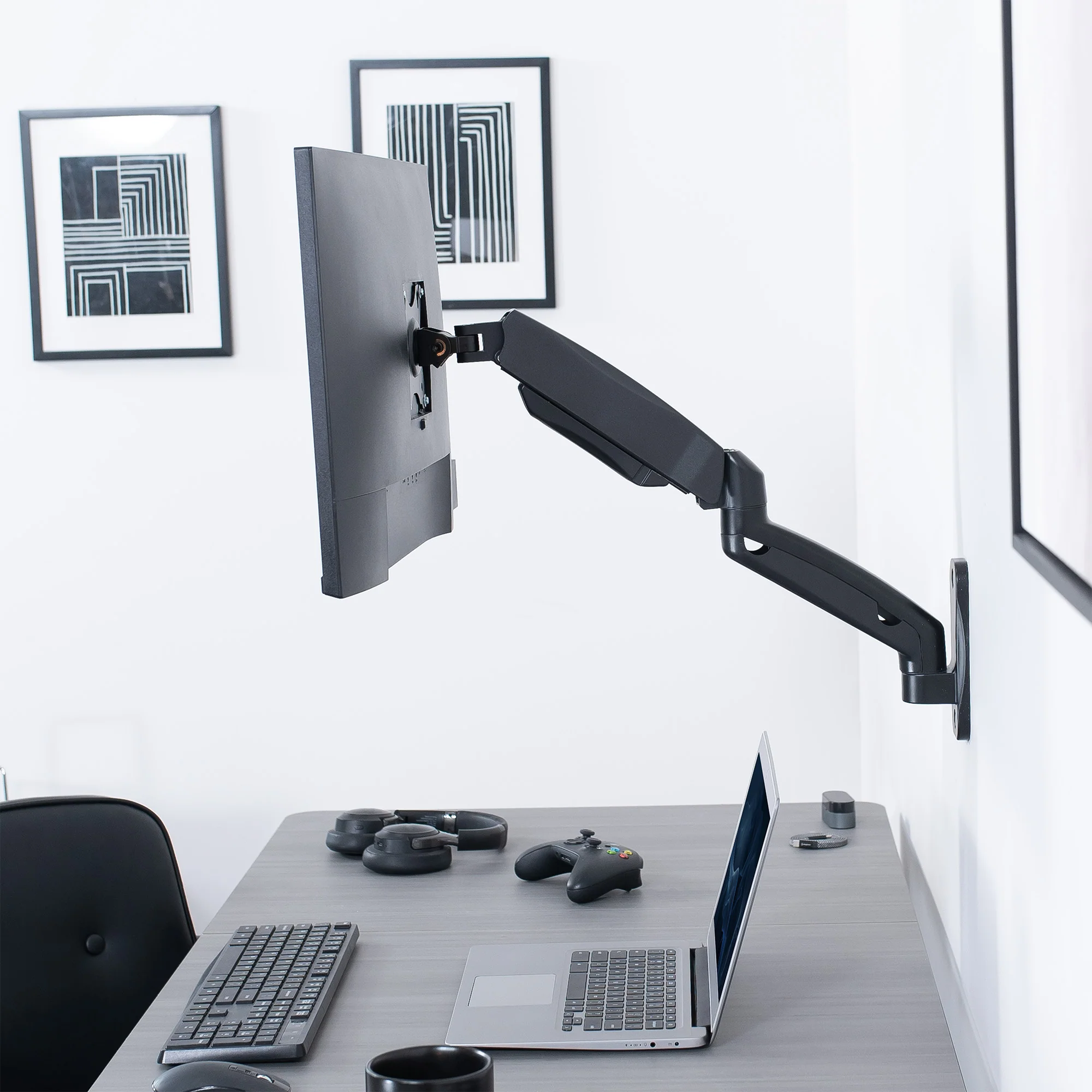 Pneumatic Arm Single Monitor Wall Mount - Up to 32" Screens - Image 7