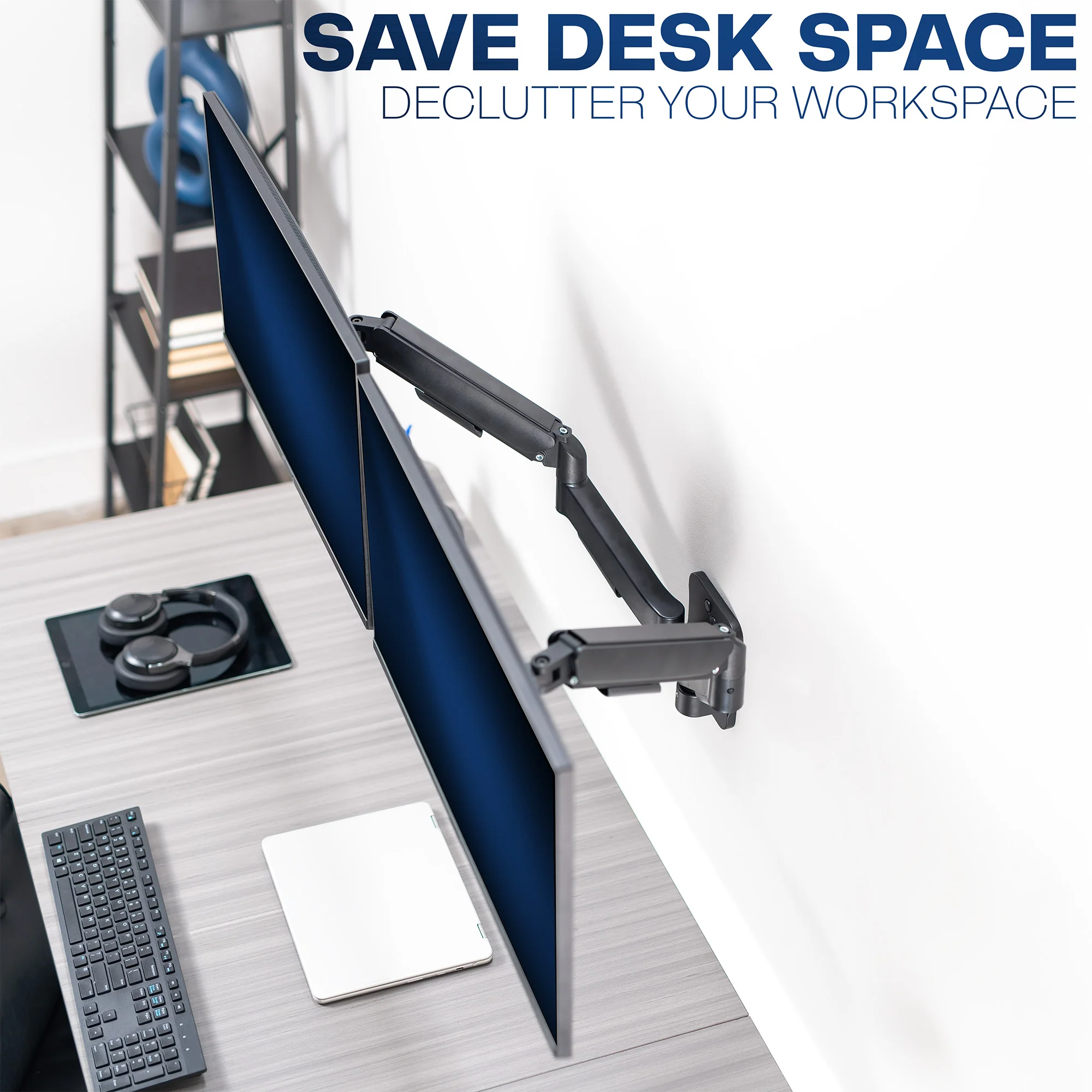 Pneumatic Arm Dual 17" to 32" Monitor Wall Mount - Image 4