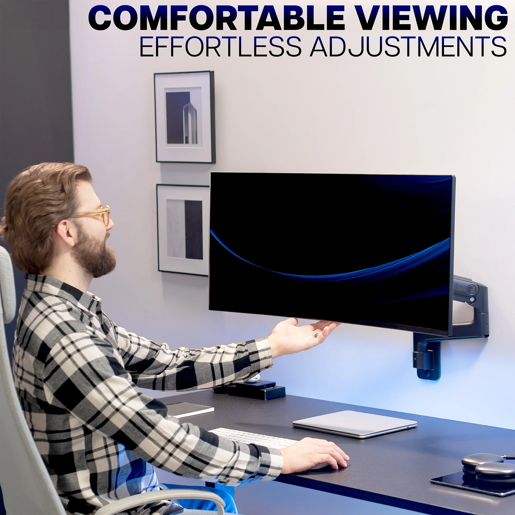 Pneumatic Arm Single Ultrawide Monitor Wall Mount - Up to 49" Screens - Image 7