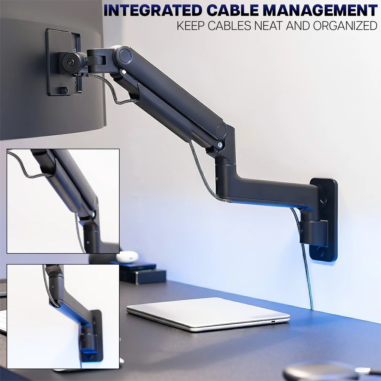 Pneumatic Arm Single Ultrawide Monitor Wall Mount - Up to 49" Screens - Image 8