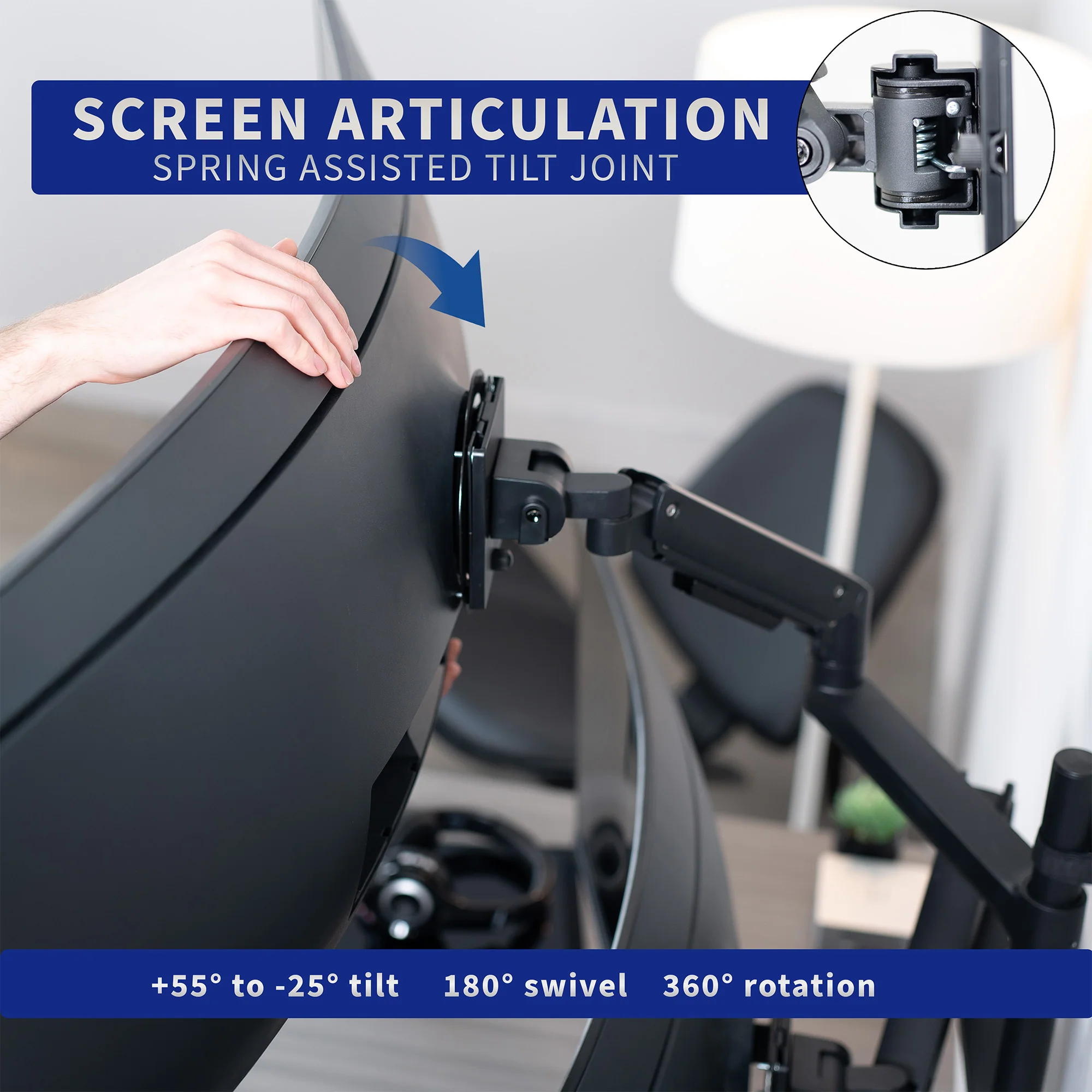 Pneumatic Arm Dual Ultrawide Monitor Wall Mount - Image 6