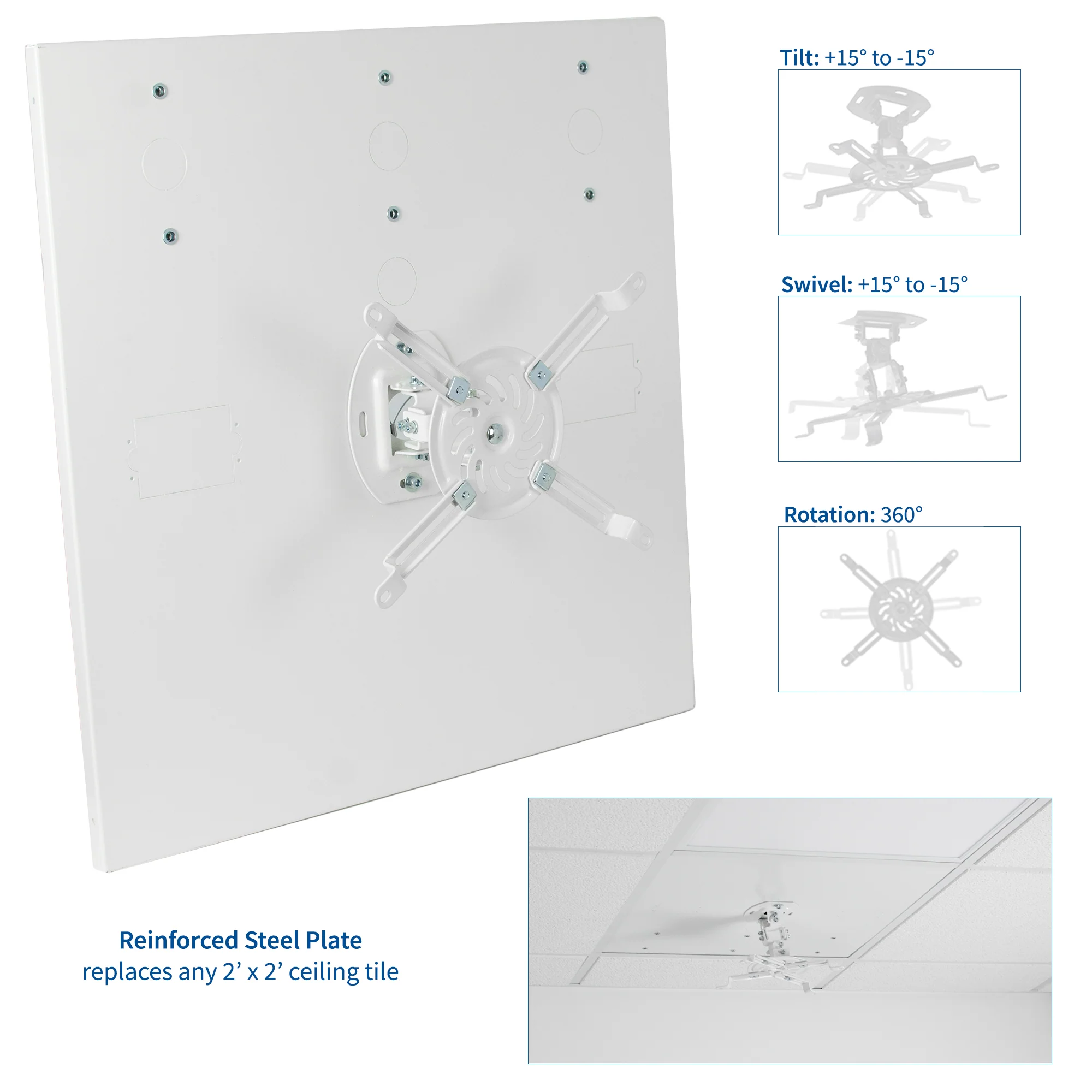 White Universal Drop Ceiling Projector Mount - Image 5