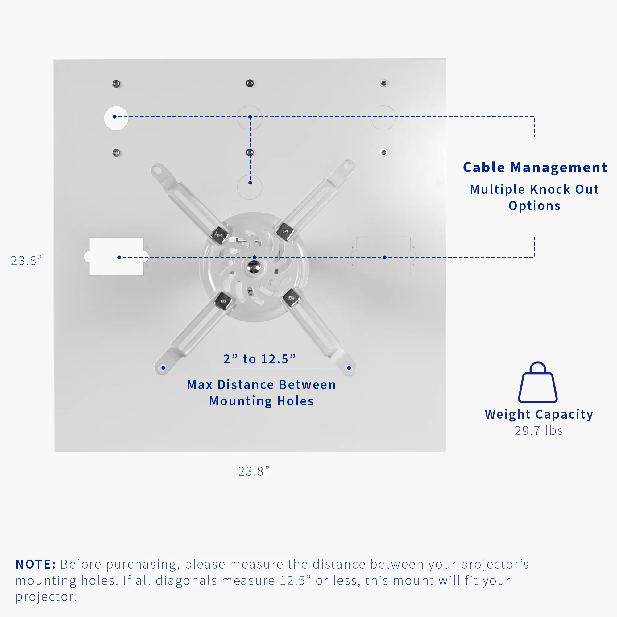 White Universal Drop Ceiling Height Adjustable Projector Mount - Image 5