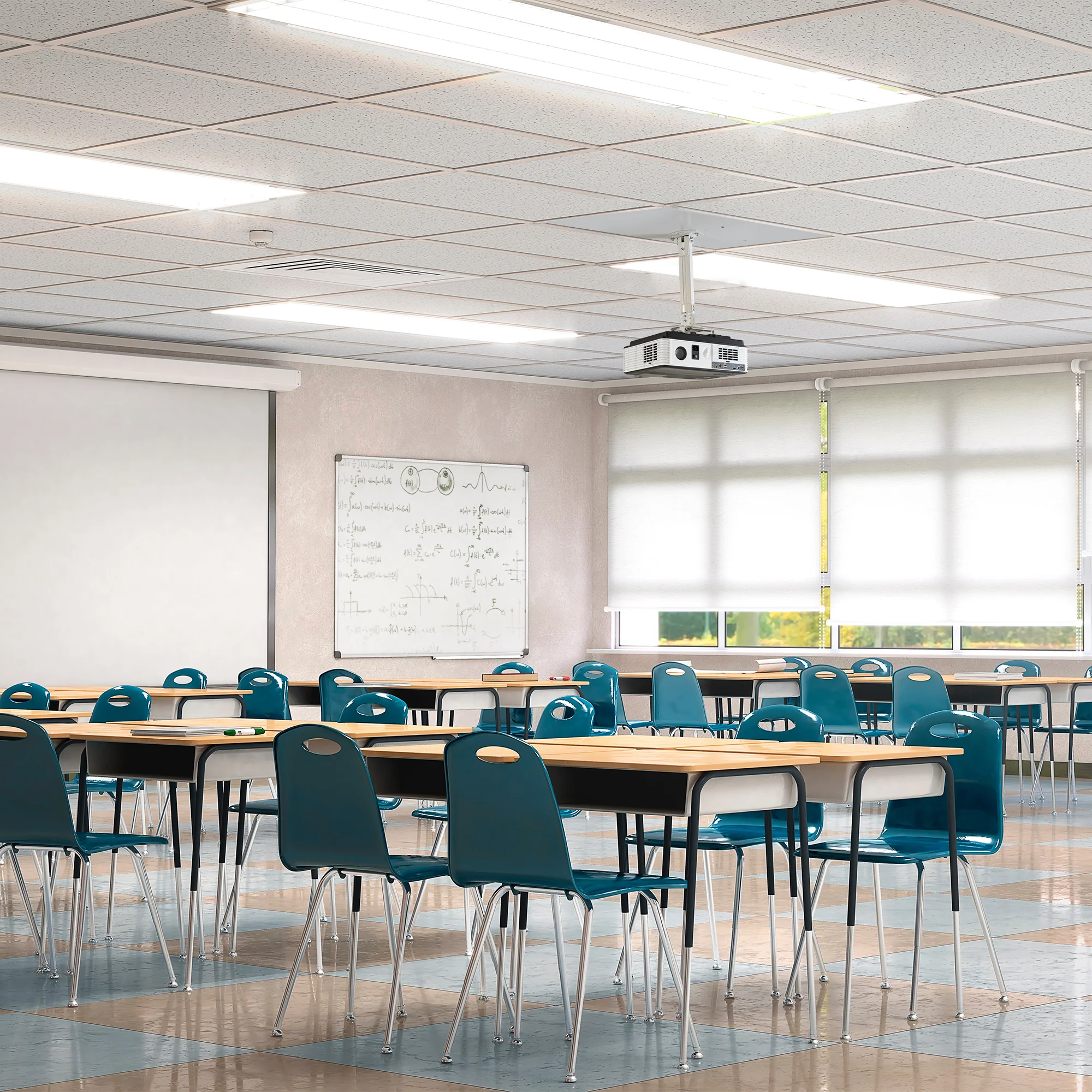 White Universal Drop Ceiling Height Adjustable Projector Mount - Image 7