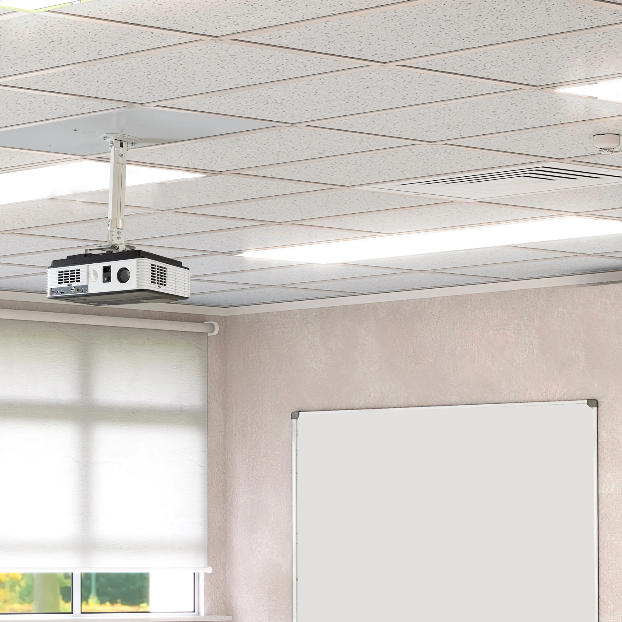 White Universal Drop Ceiling Height Adjustable Projector Mount - Image 9