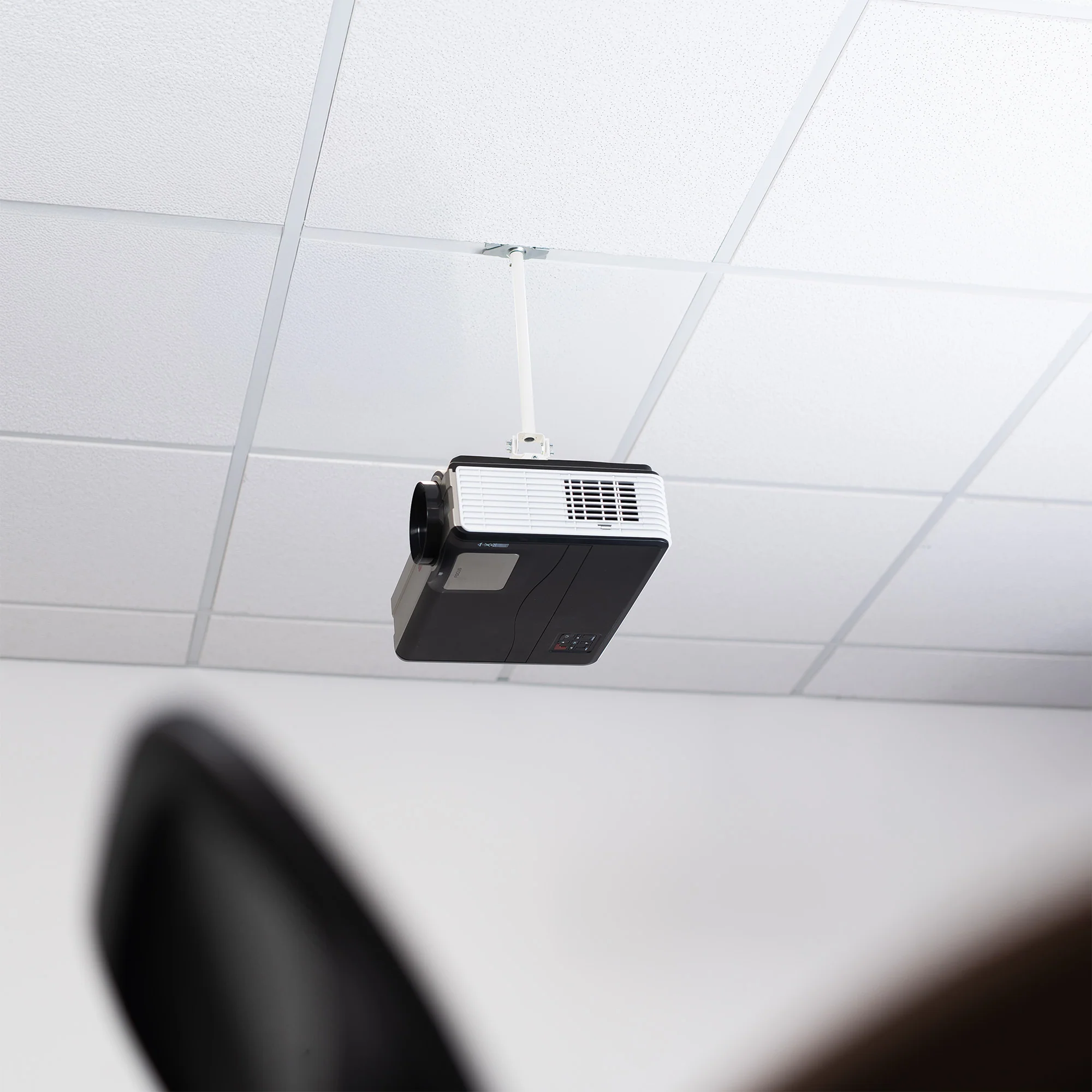 White Drop Ceiling Projector Mount with Scissor Clamp - Image 10