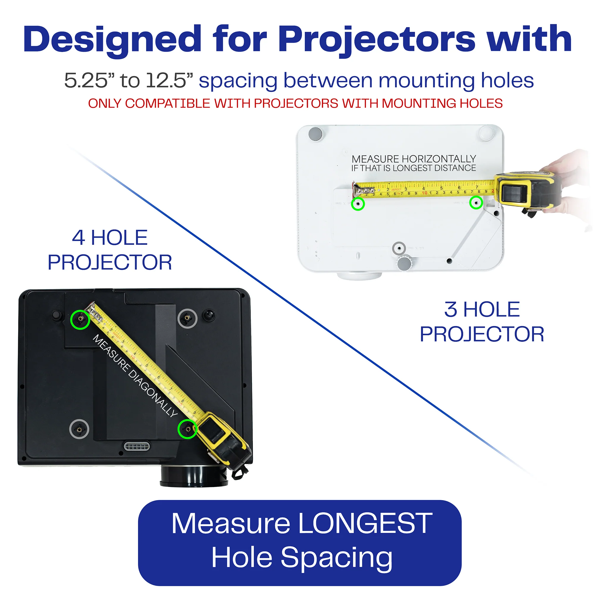 White Drop Ceiling Projector Mount with Scissor Clamp - Image 5