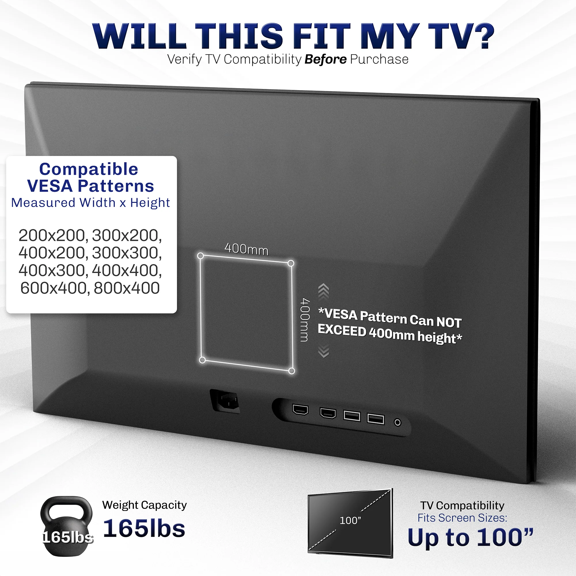 Extra Large Wall Mount for 43" to 100" TVs - Image 3