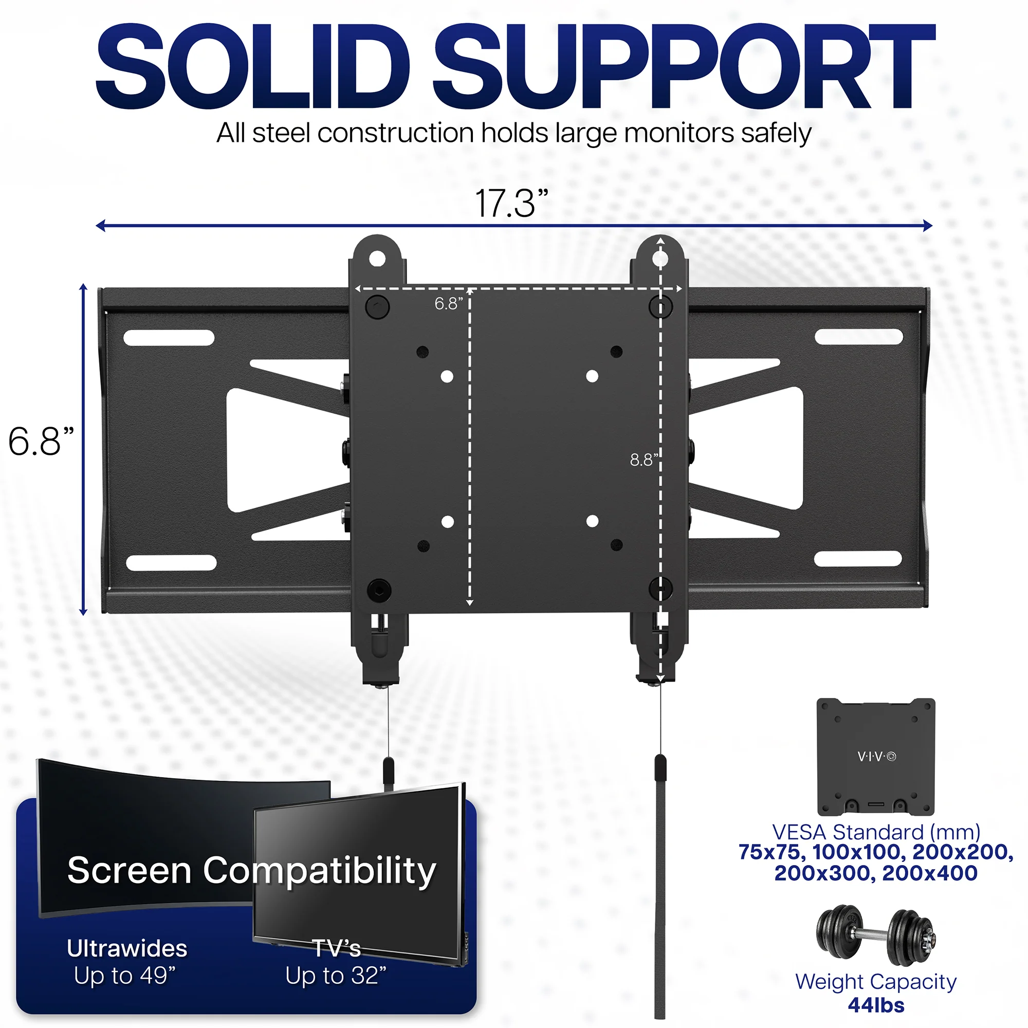 Low Profile Ultrawide Monitor Wall Mount - Up to 49" Screens - Image 3