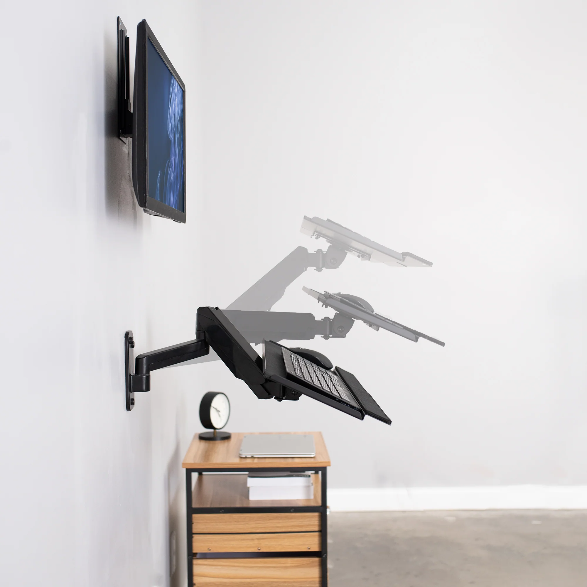 Single 17" to 32" Monitor Wall Mount + Keyboard Tray Wall Mount - Image 6