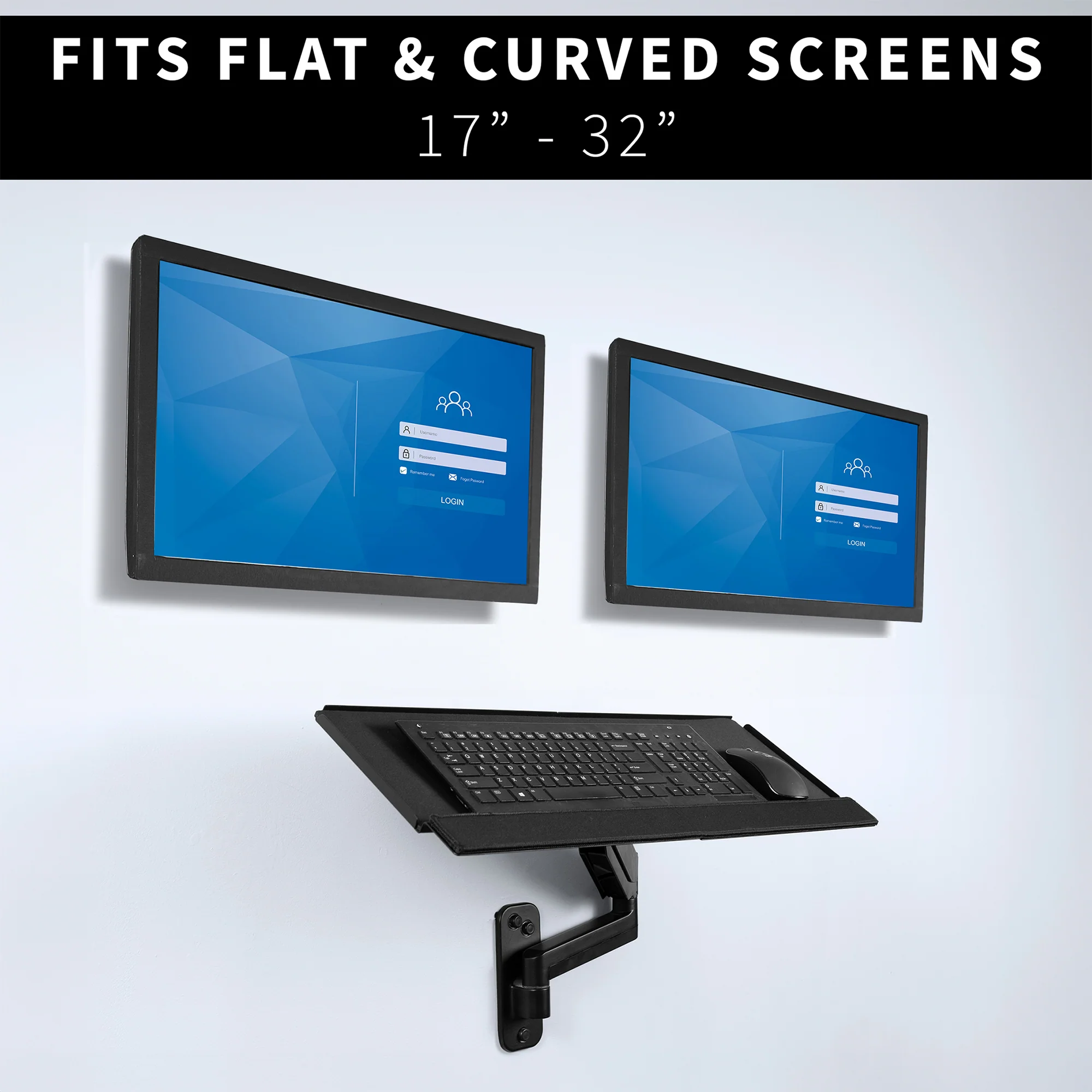 Dual 17” to 32” Monitor Wall Mounts + Keyboard Tray Wall Mount - Image 4