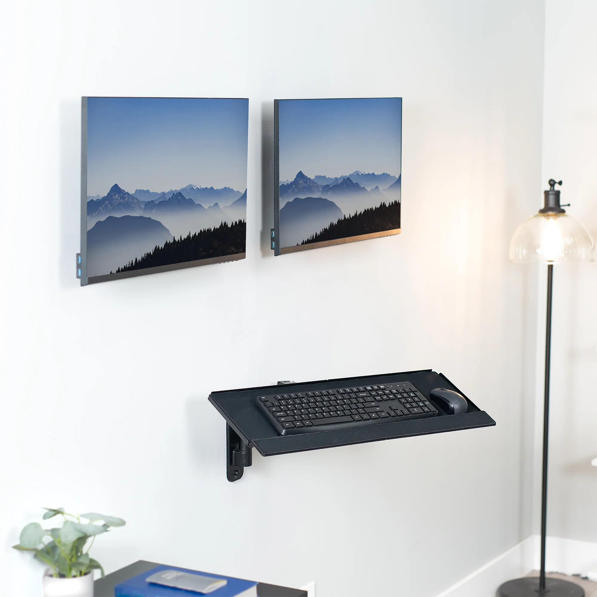 Dual 17” to 32” Monitor Wall Mounts + Keyboard Tray Wall Mount - Image 7