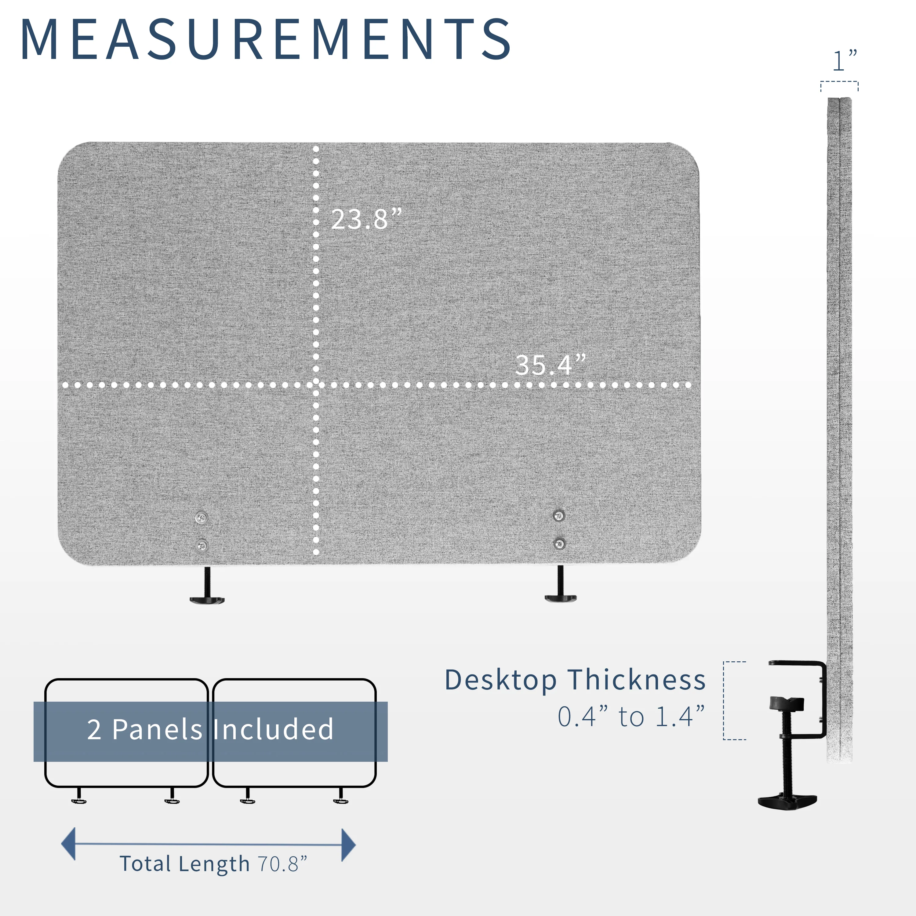 Clamp-on/Screw-on Desk Privacy Panels (x2) - Image 3
