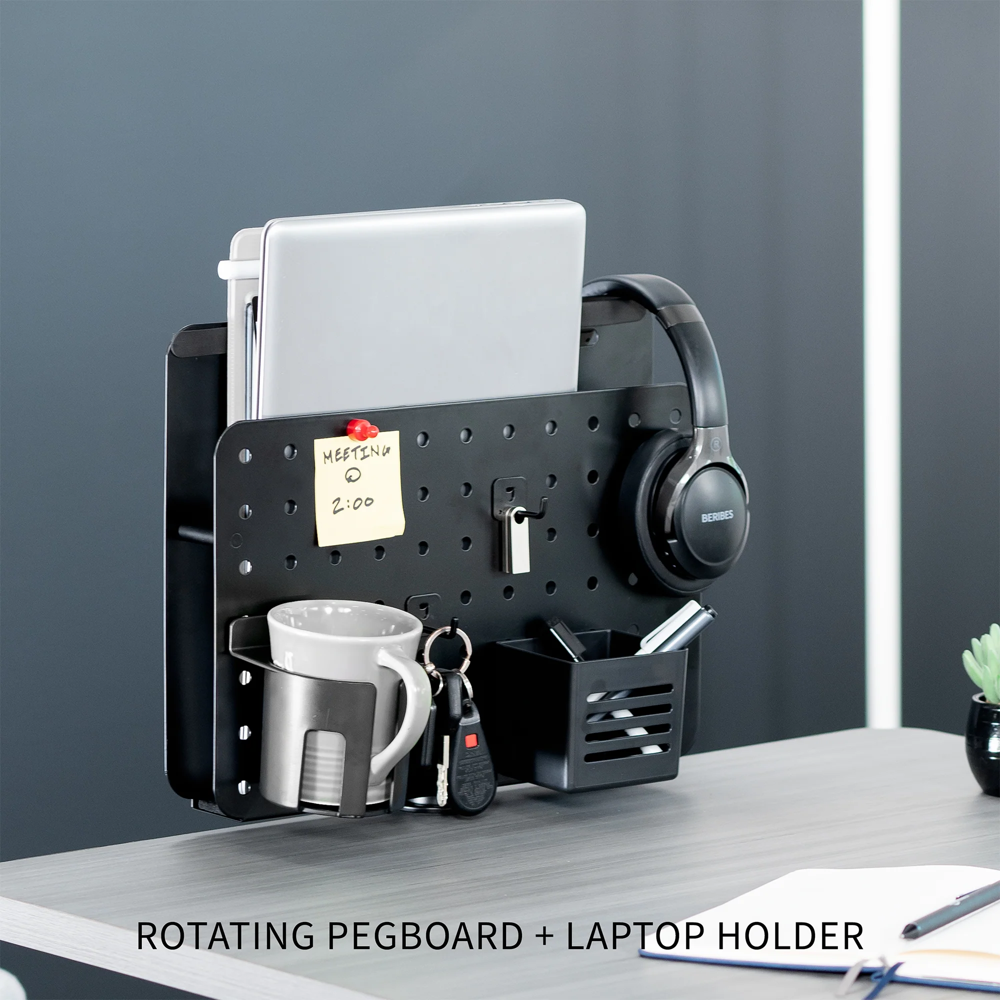 Clamp-on Rotating Pegboard with Laptop Holder - Image 10
