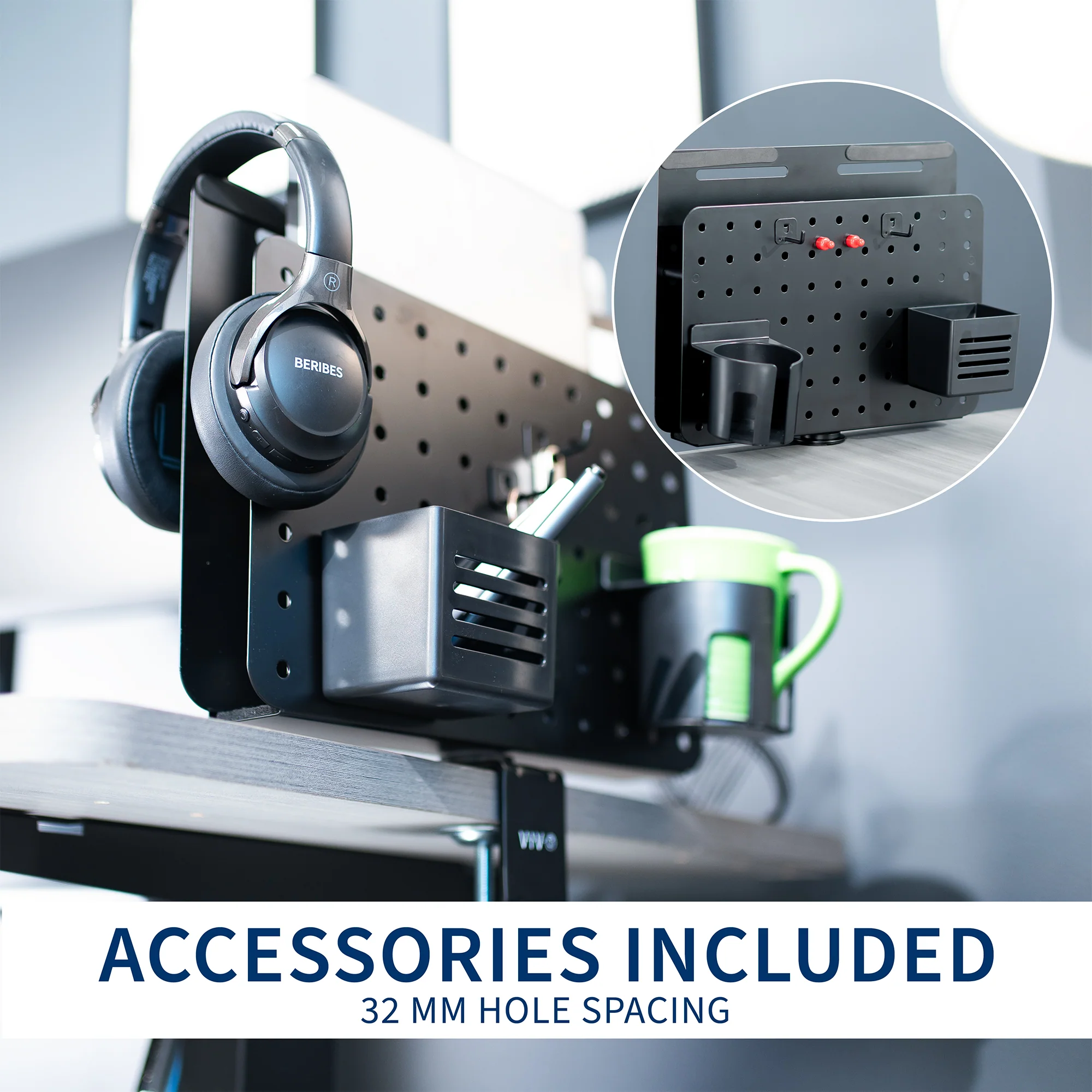 Clamp-on Rotating Pegboard with Laptop Holder - Image 5