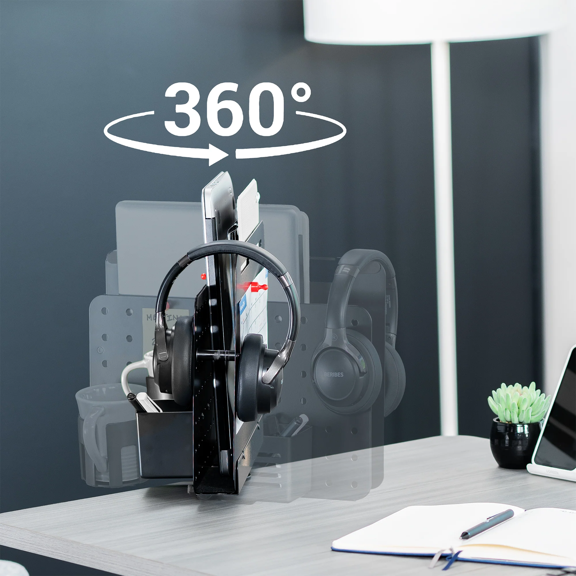 Clamp-on Rotating Pegboard with Laptop Holder - Image 9