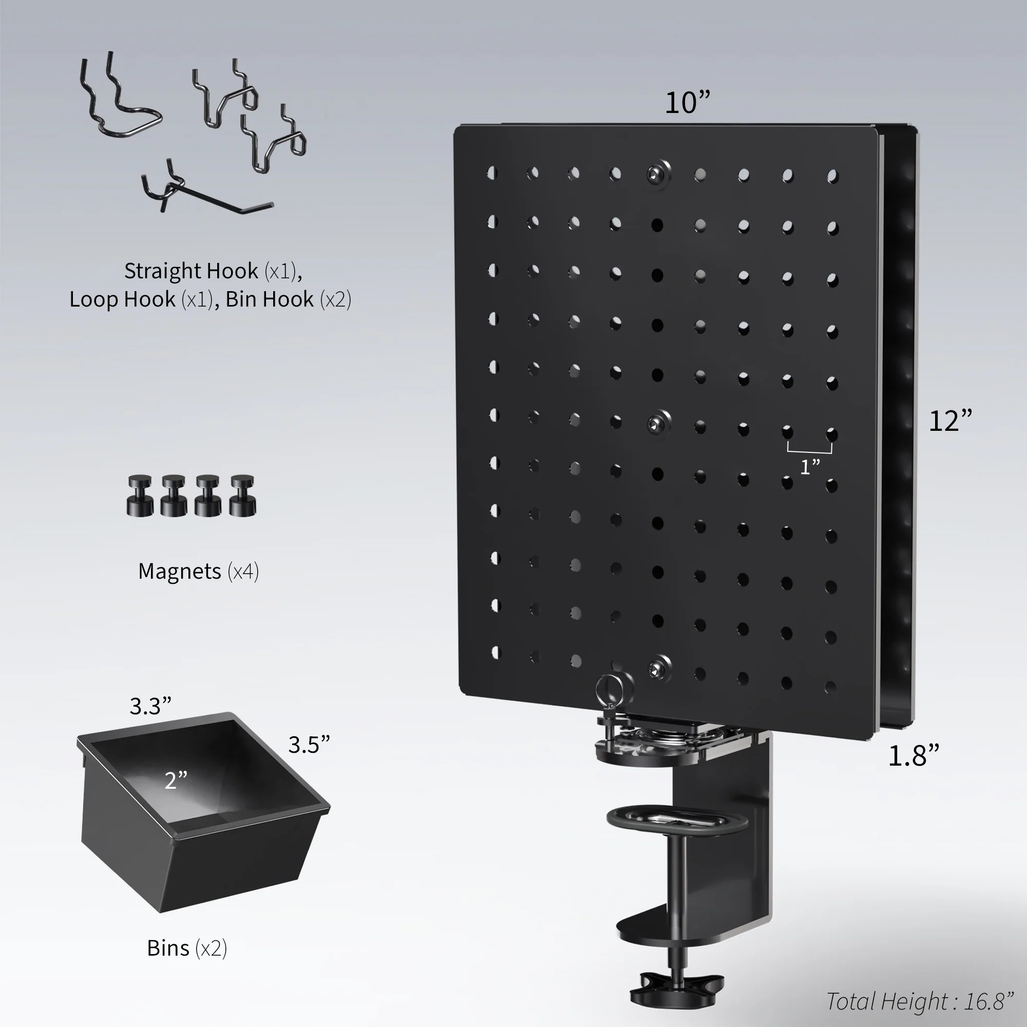 Clamp-on Rotating Pegboard & Accessory Holder - Image 3