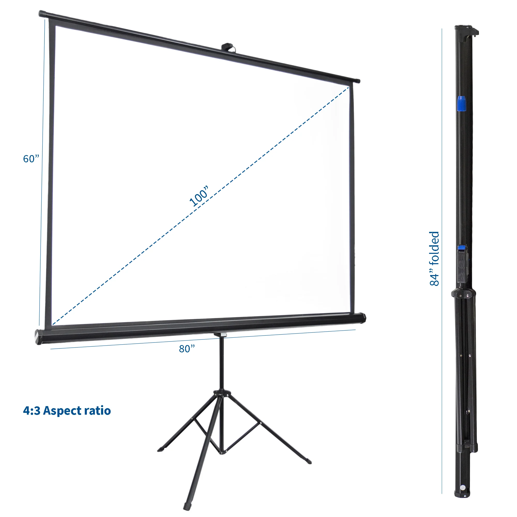 100" Portable Tripod Projector Screen 4:3 - Image 3