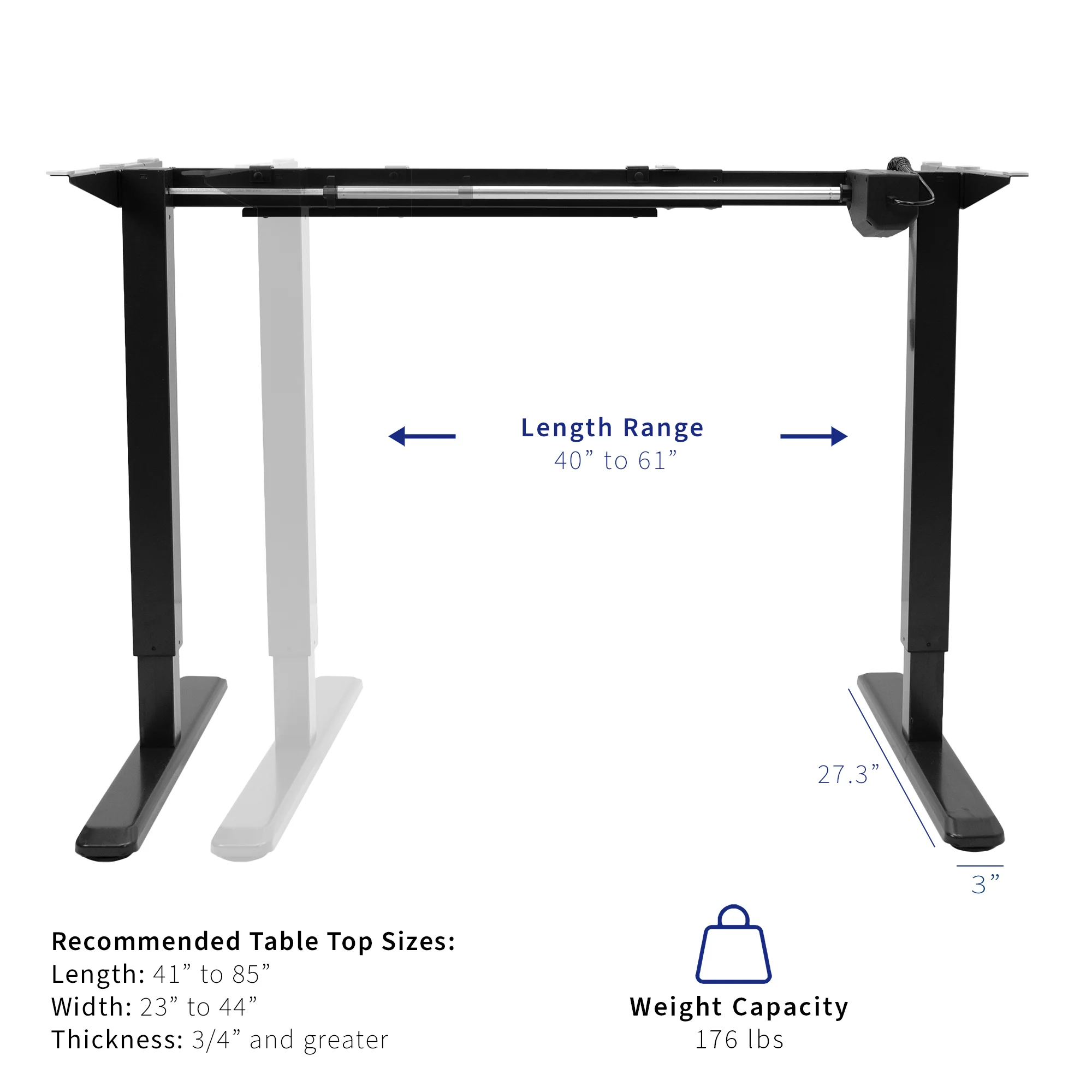 Single Motor Desk Frame with Electric Dual Monitor Arm & Touch Screen Memory Controller - Image 6