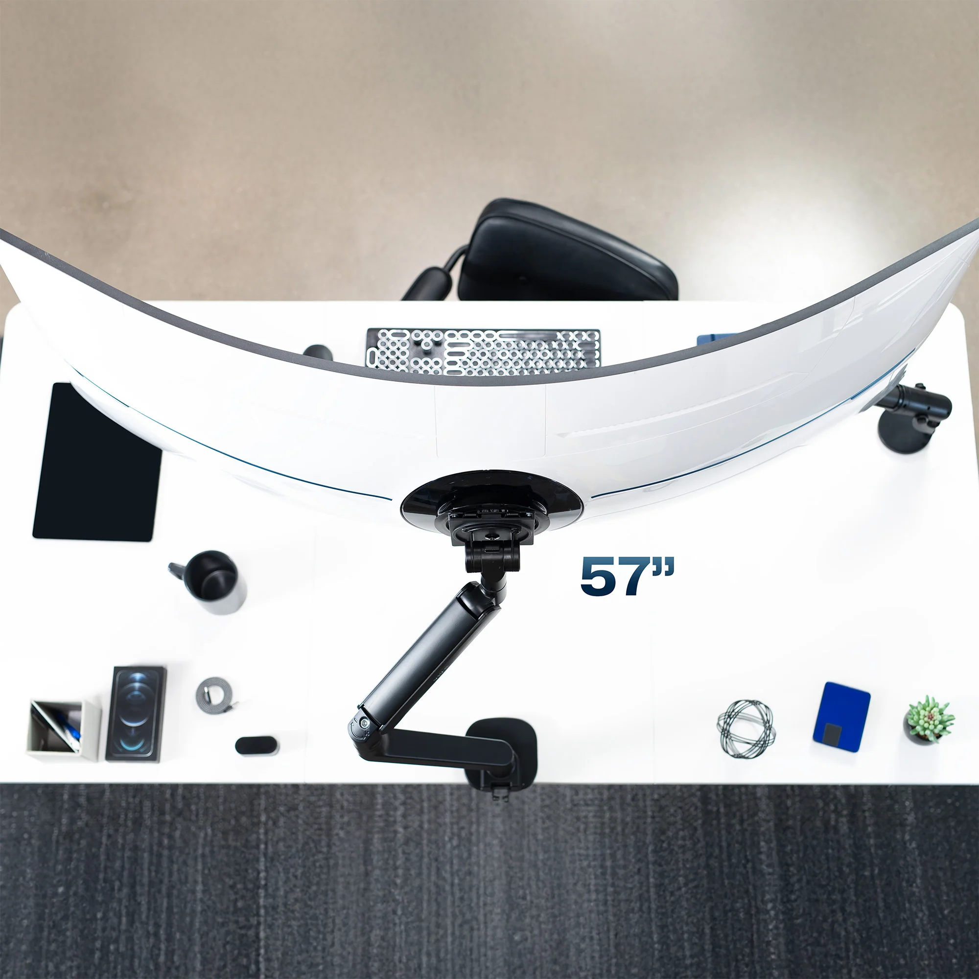 Pneumatic Arm Single Ultrawide Monitor Desk Mount - Up to 57" Screens - Image 10