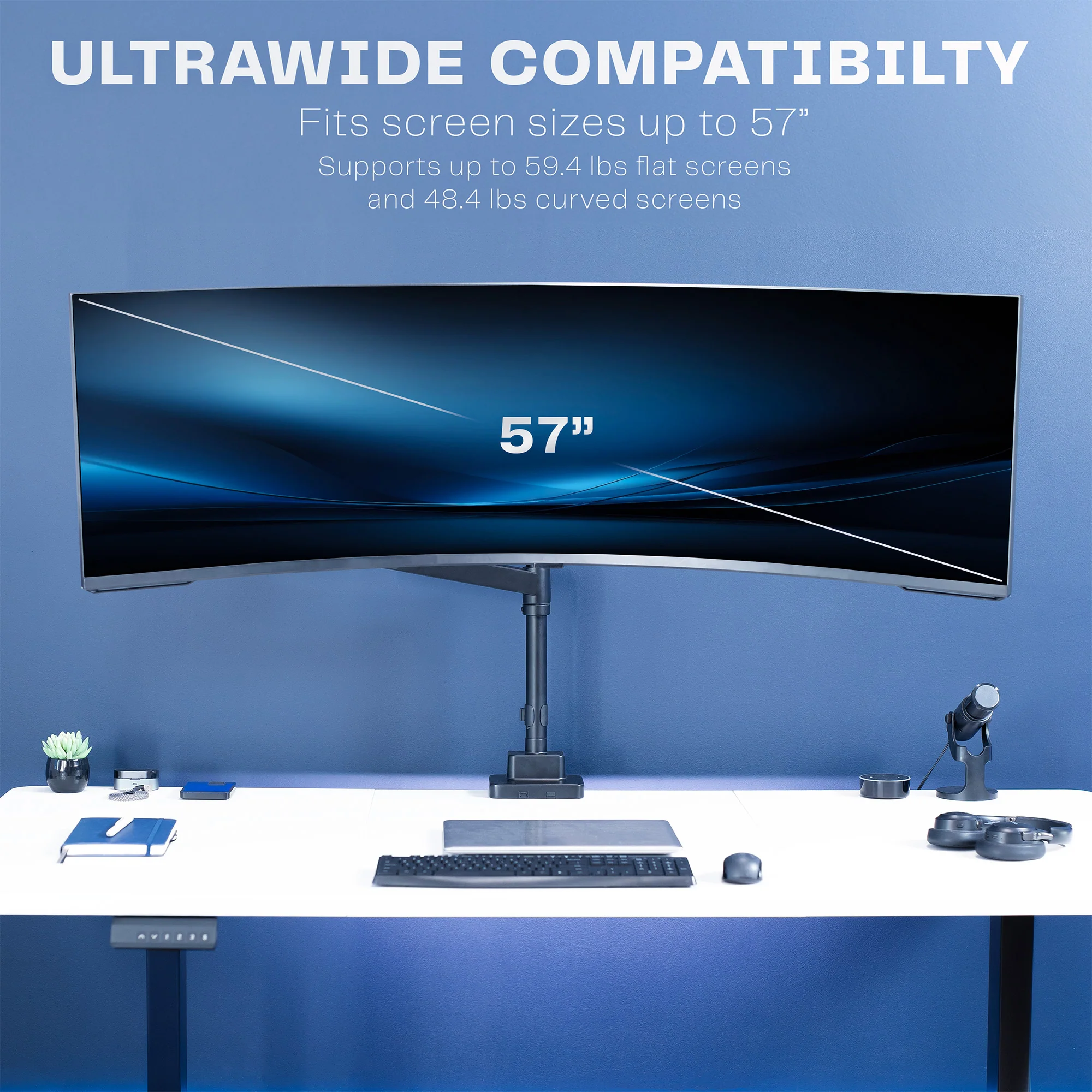 Pneumatic Arm Single Ultrawide Monitor Desk Mount - Up to 57" Screens - Image 6