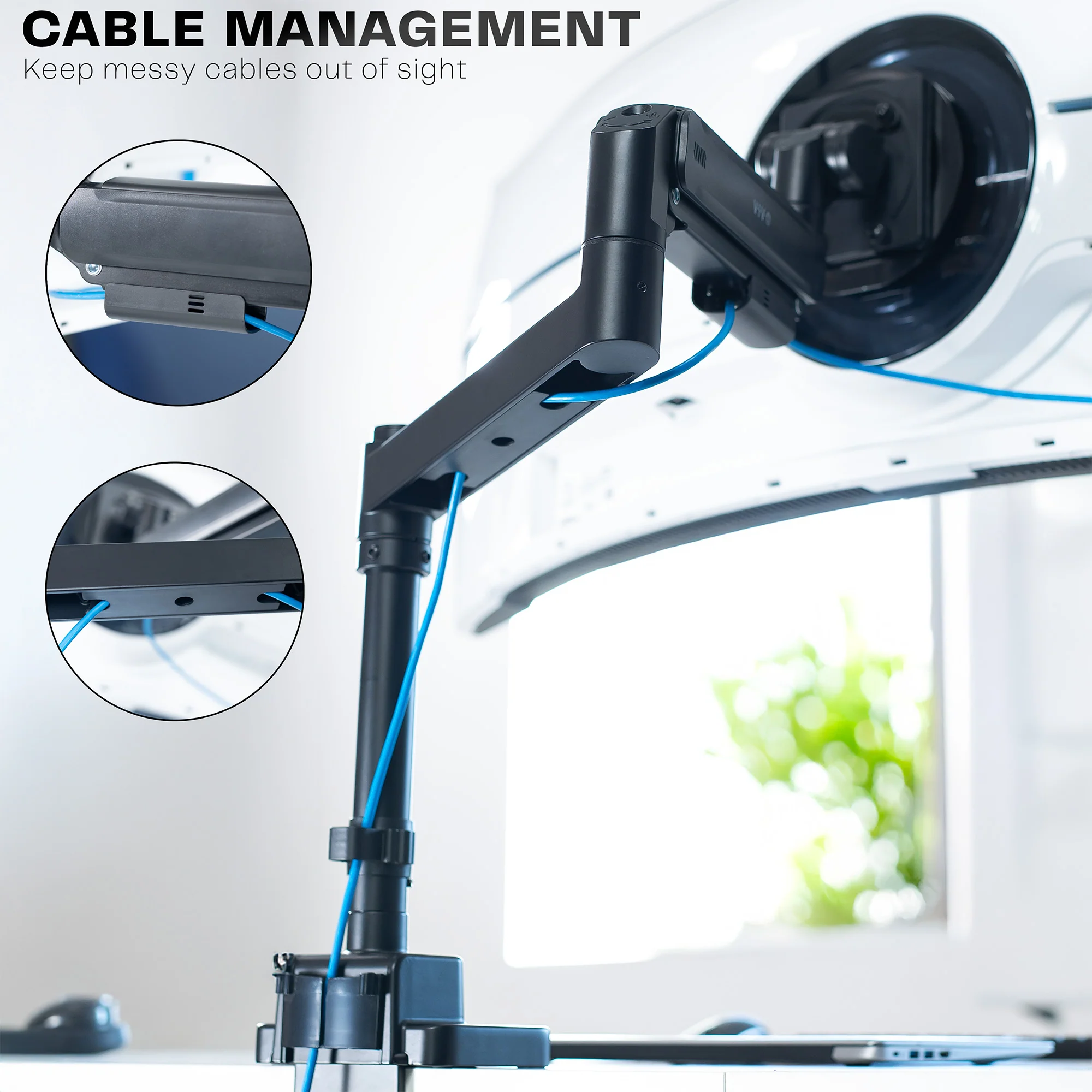 Pneumatic Arm Single Ultrawide Monitor Desk Mount - Up to 57" Screens - Image 8