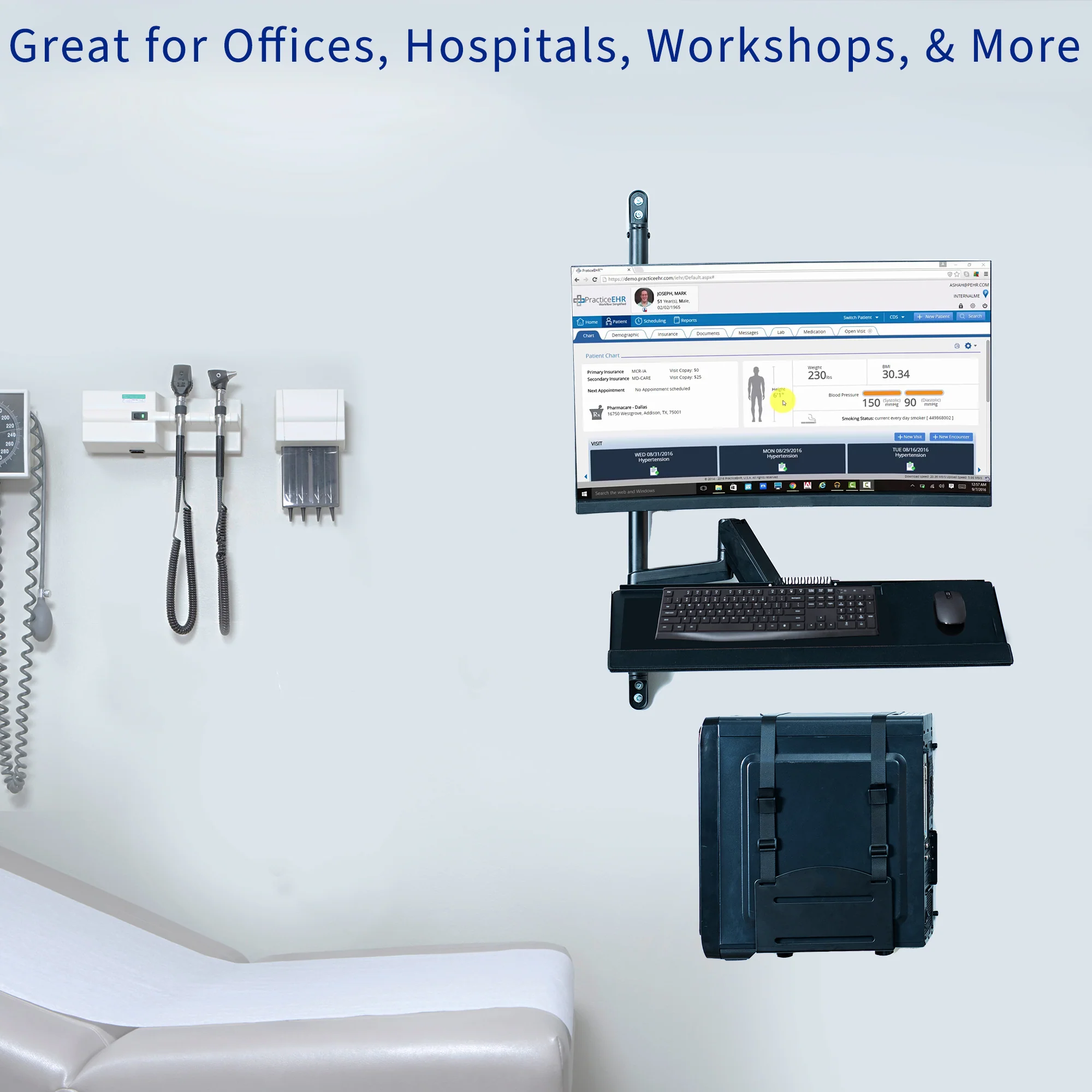 Single 17” to 32” Monitor Sit to Stand Wall Mount Workstation - Image 8