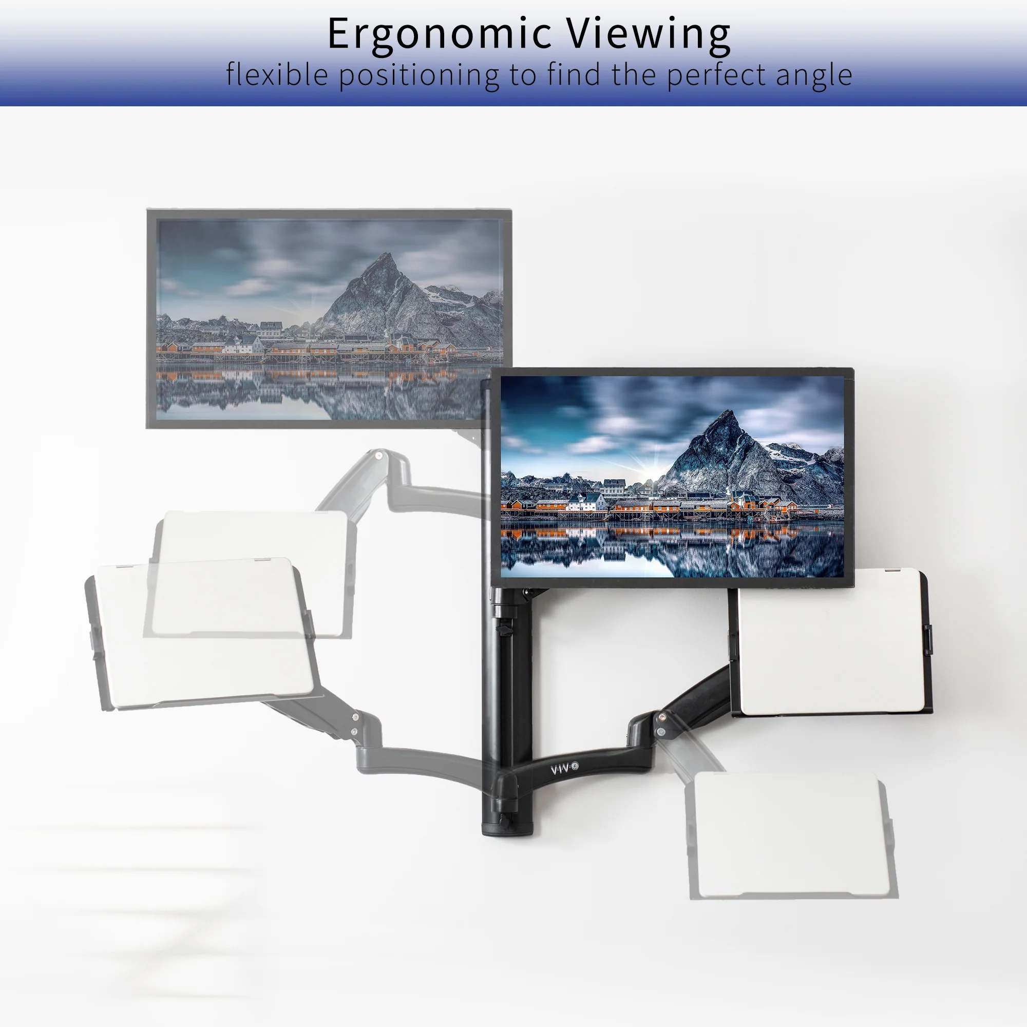 Sit to Stand Single Monitor & Laptop Wall Mount Workstation - Up to 27" Screens, 17.3" Laptops - Image 6