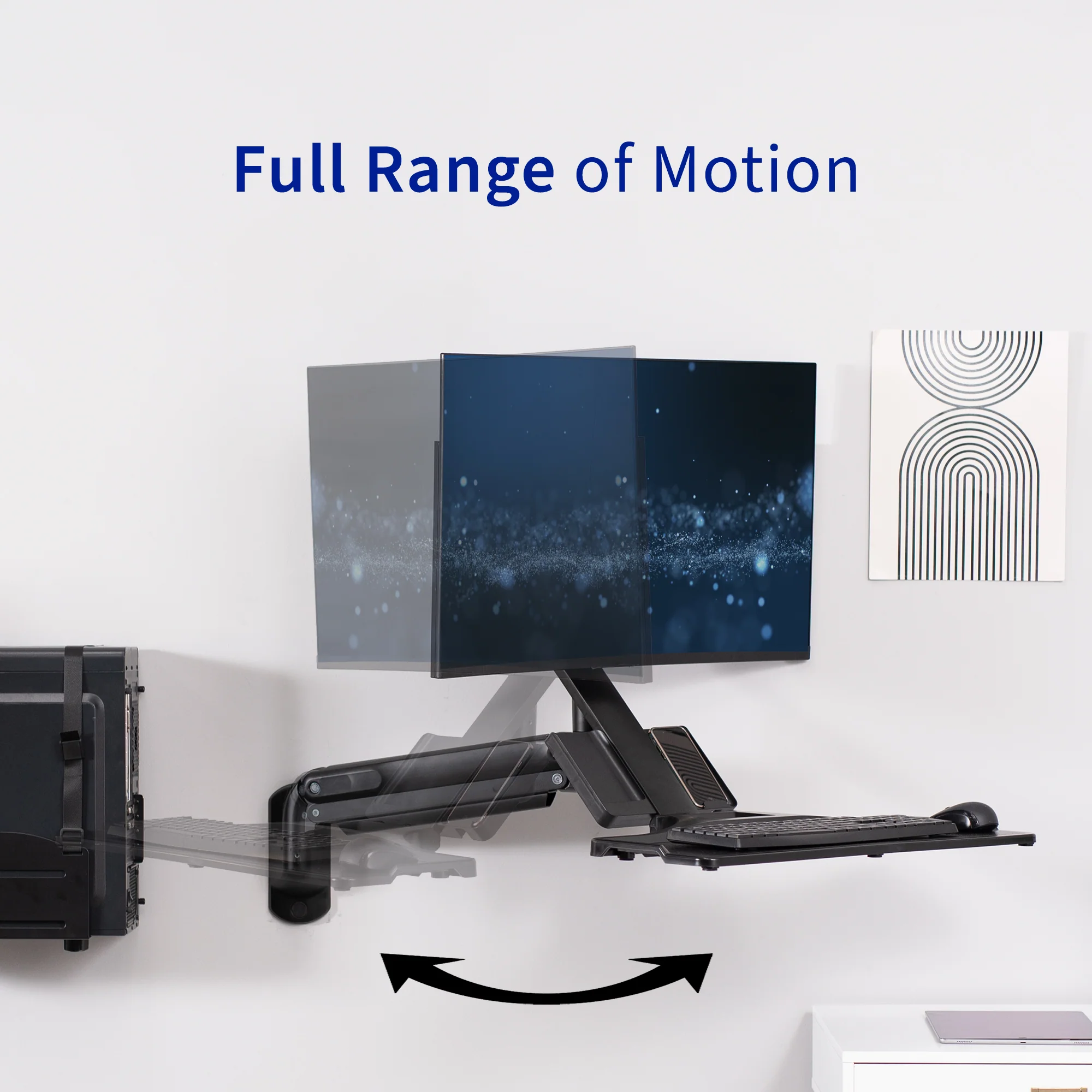 Single 17" to 32" Monitor Sit to Stand Wall Mount Workstation - Image 11