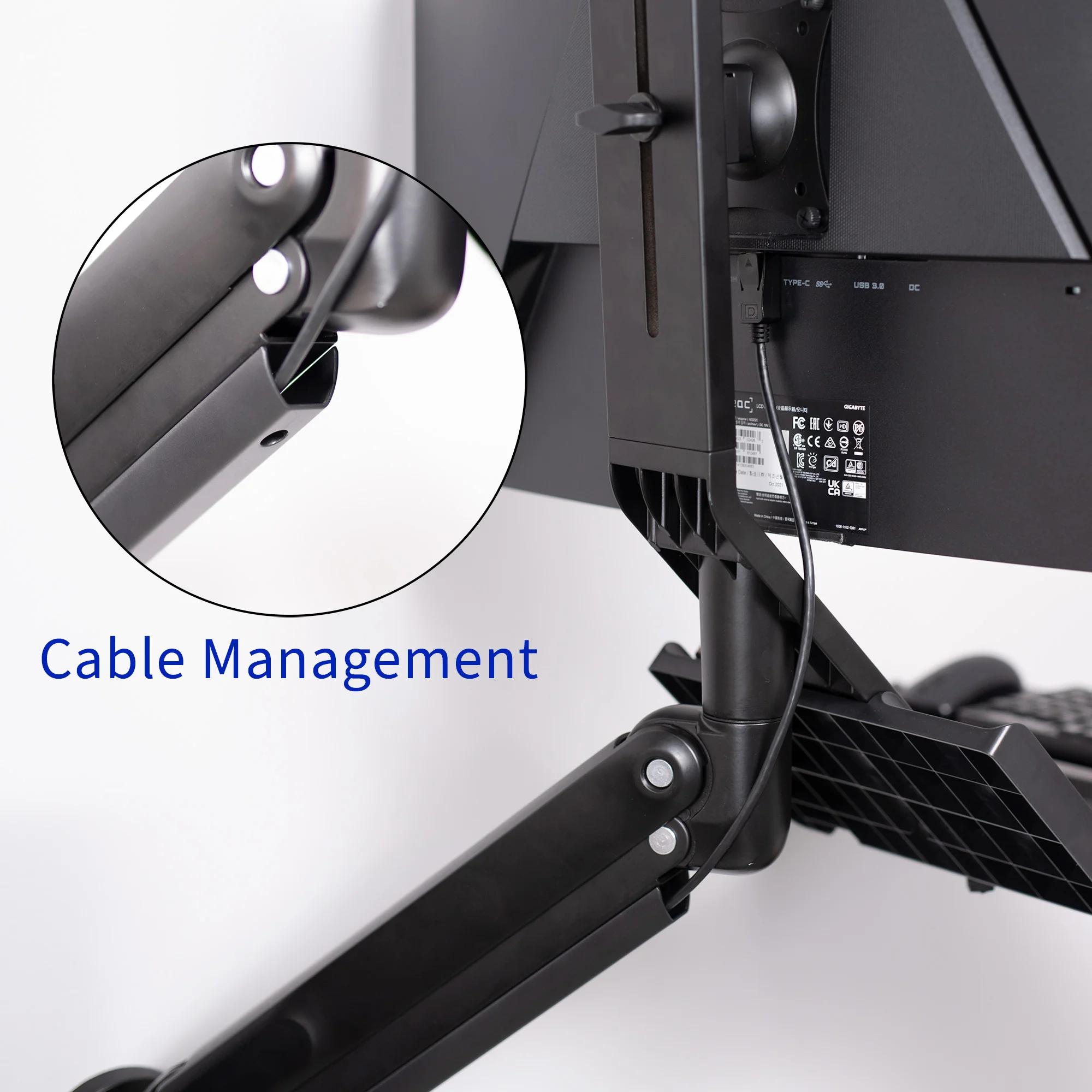 Single 17" to 32" Monitor Sit to Stand Wall Mount Workstation - Image 6
