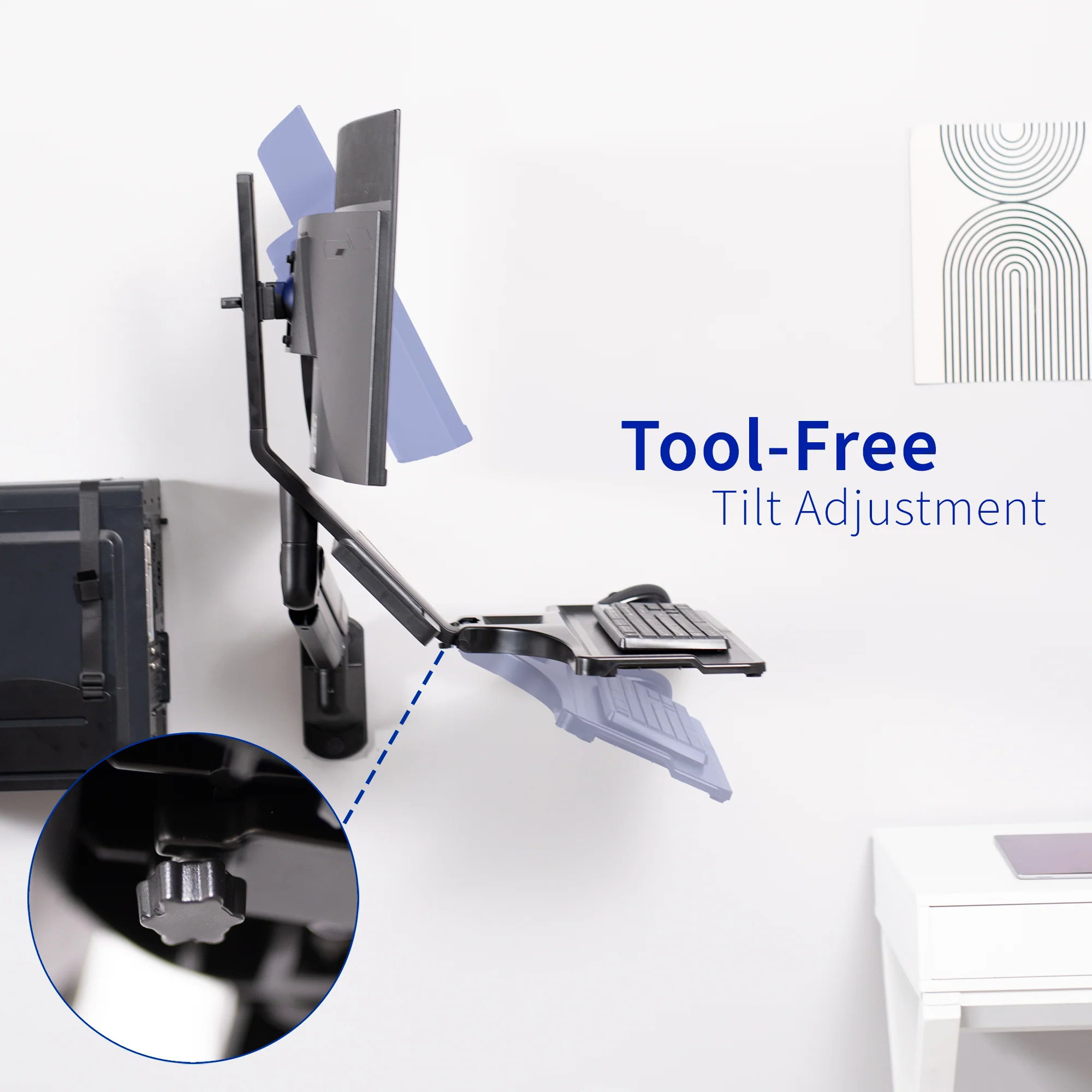 Single 17" to 32" Monitor Sit to Stand Wall Mount Workstation - Image 8