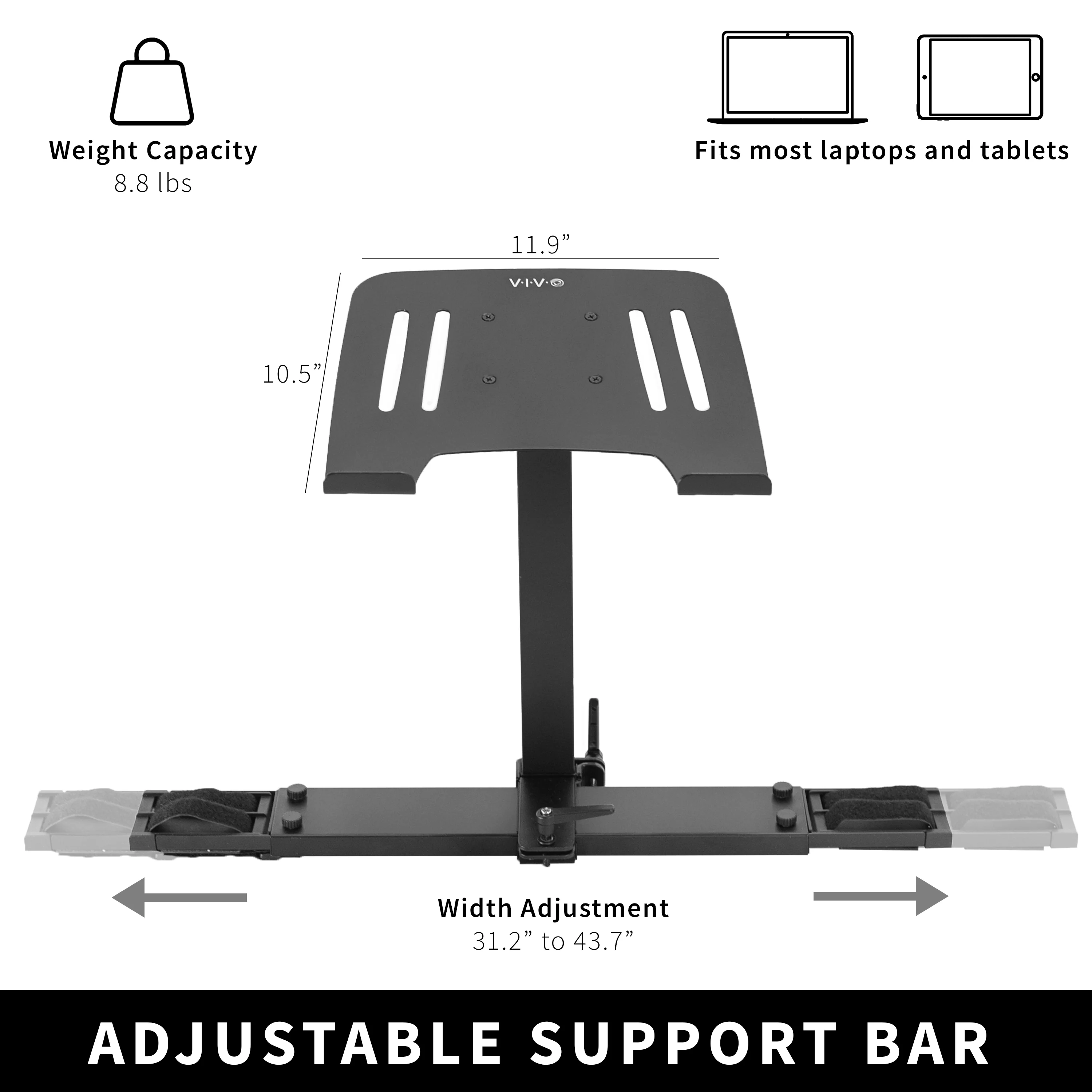 12" Adjustable Laptop Tray Treadmill Attachment - Image 3