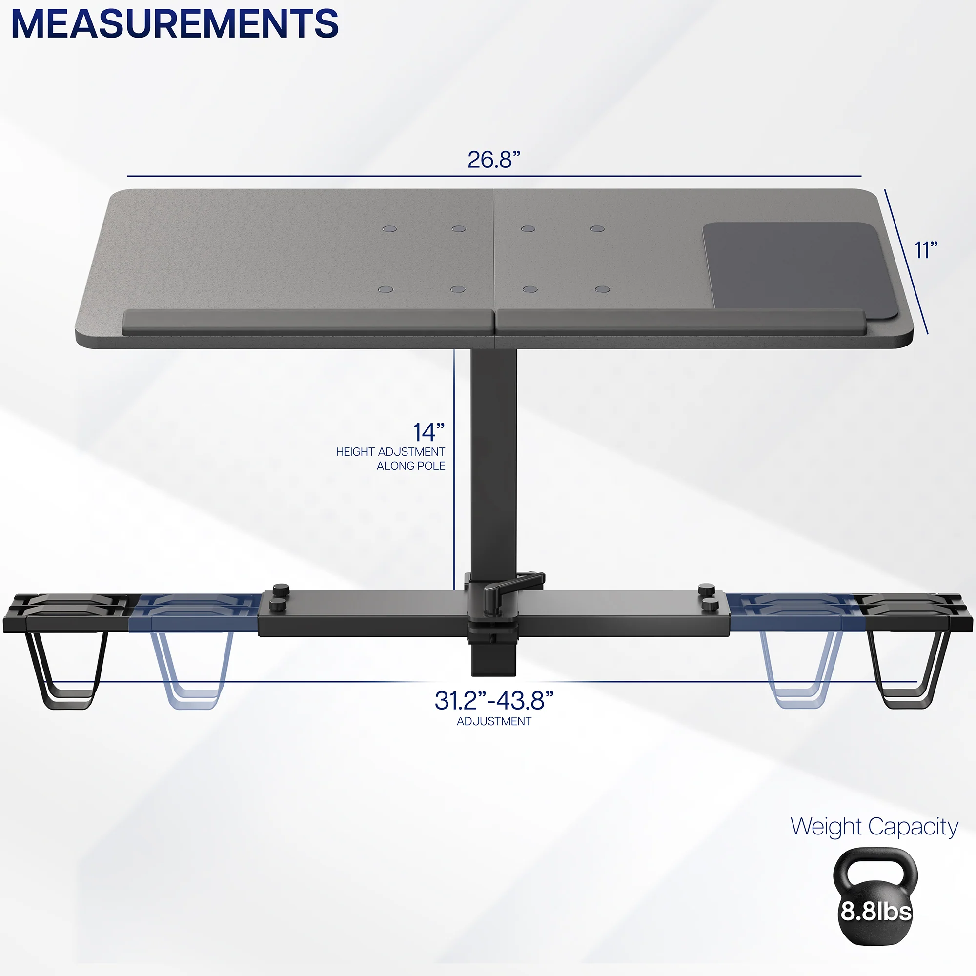 Height Adjustable 27" Laptop Desk for Treadmill - Image 3