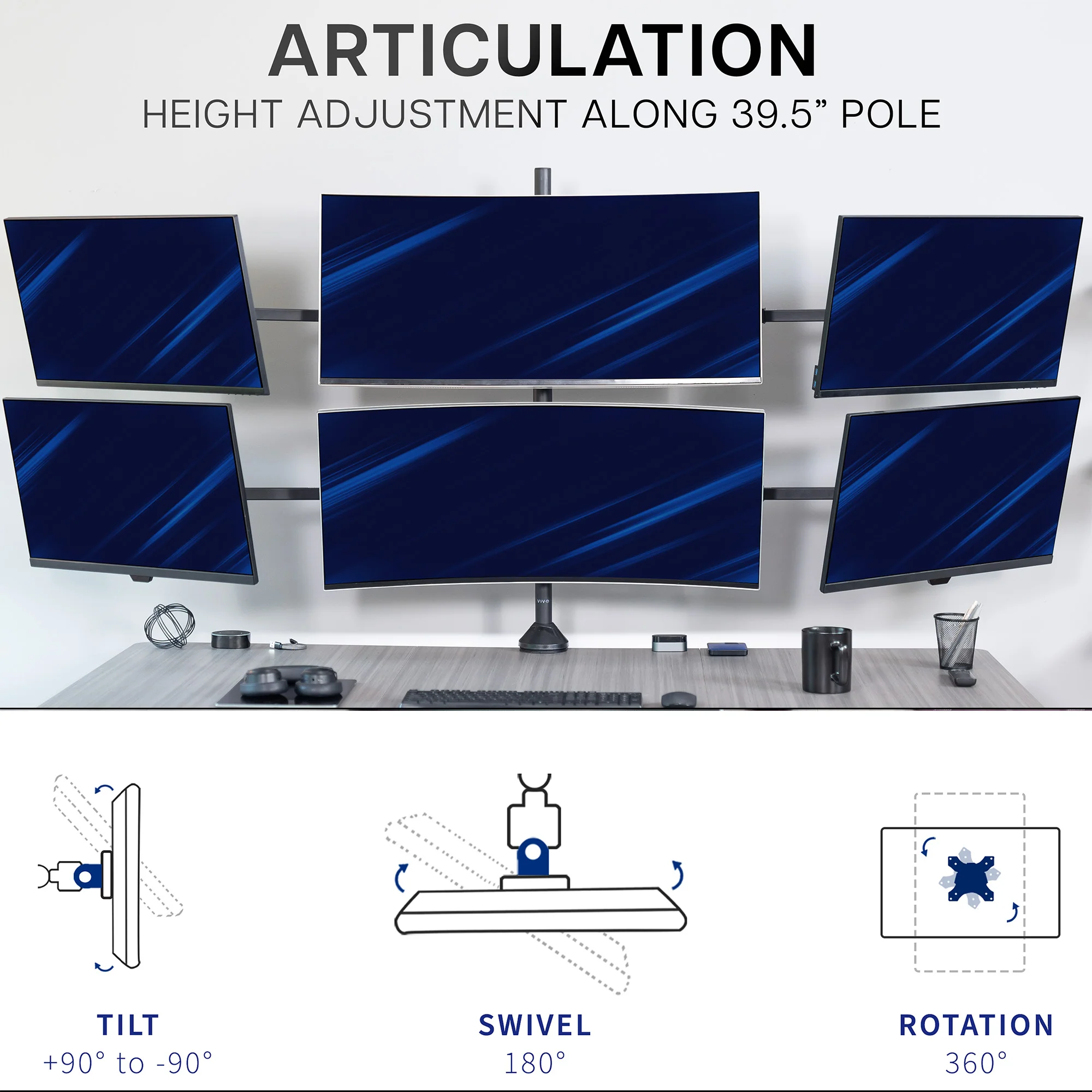Telescoping Hex Monitor Desk Mount - Image 5